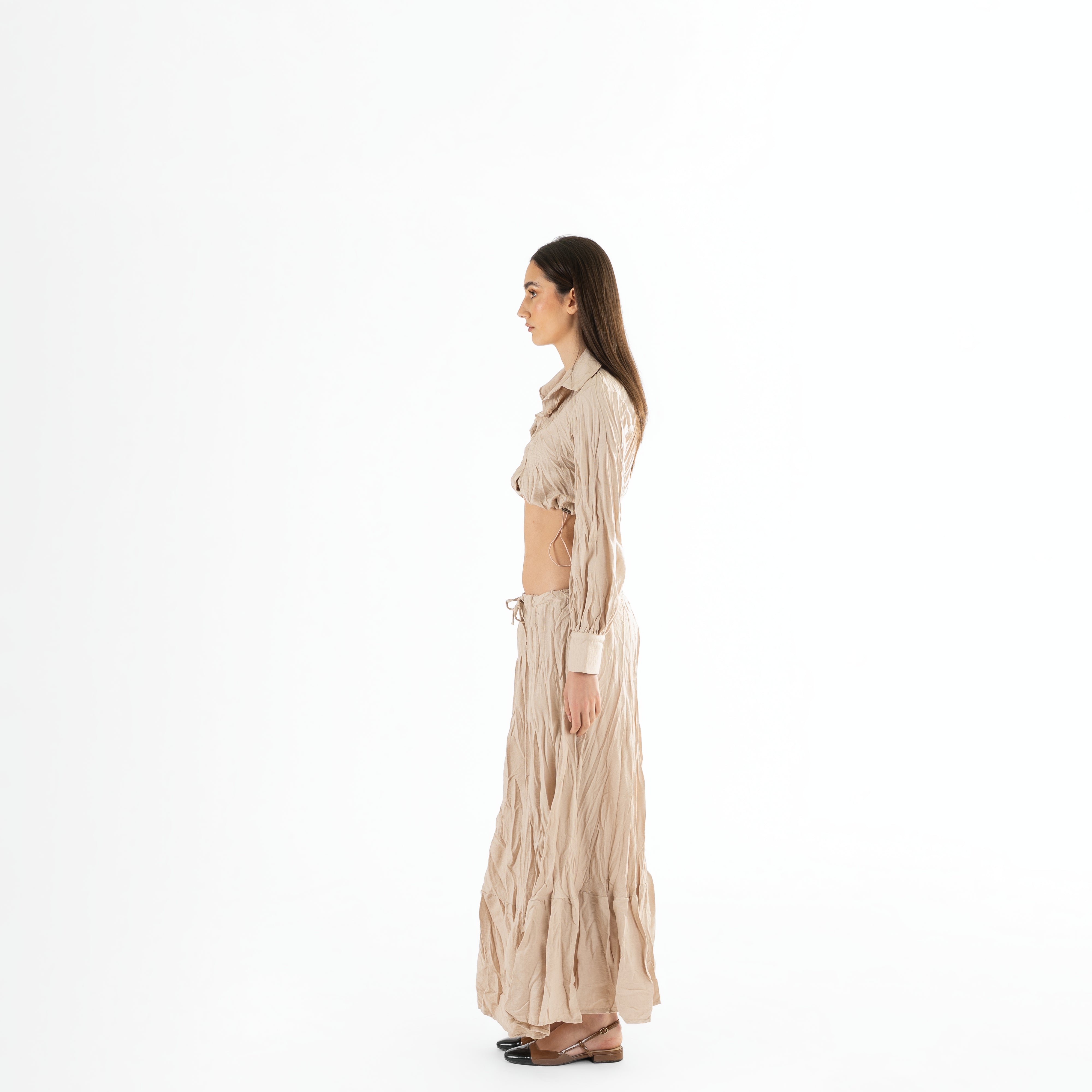 Crinkle High-Waisted Maxi Skirt