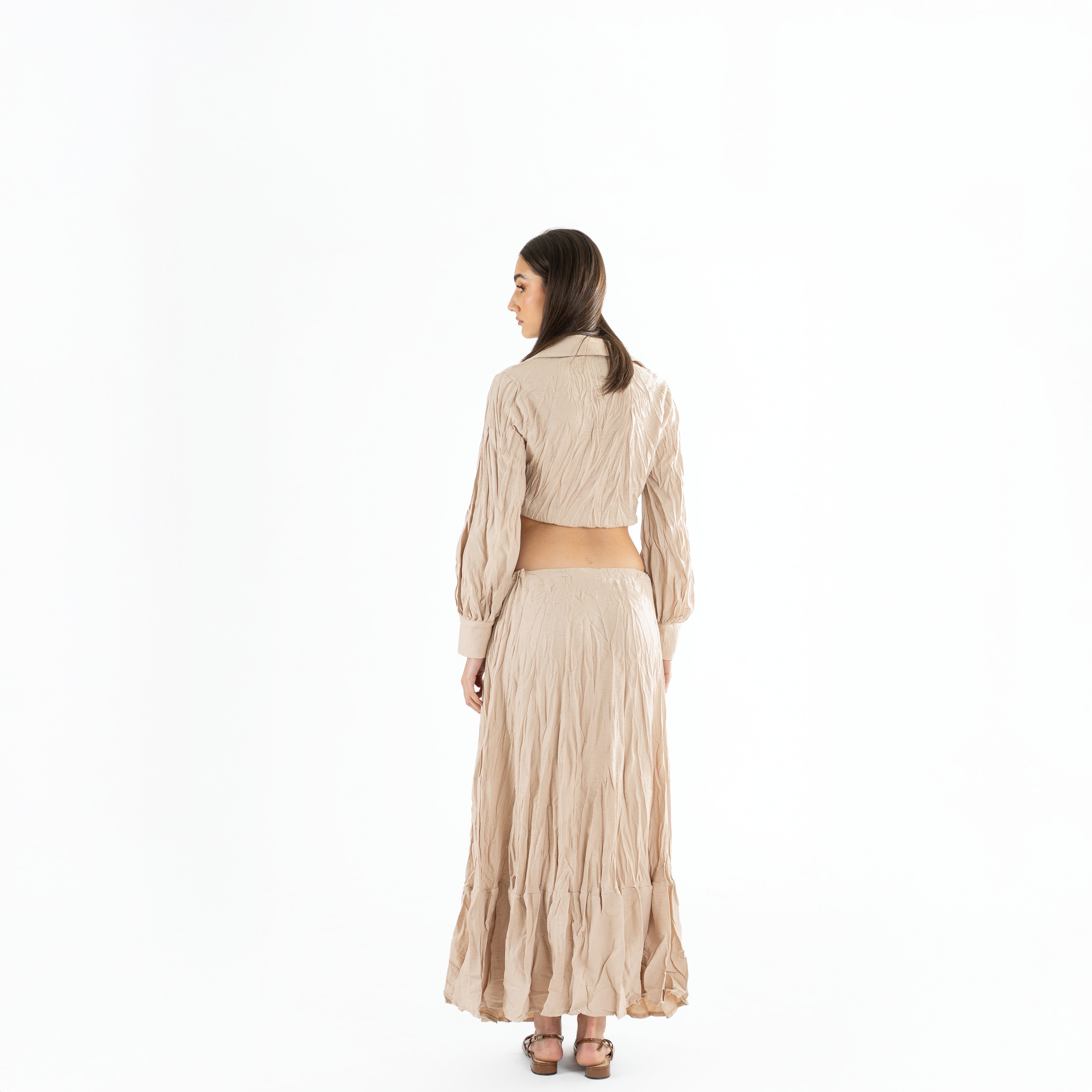 Crinkle High-Waisted Maxi Skirt