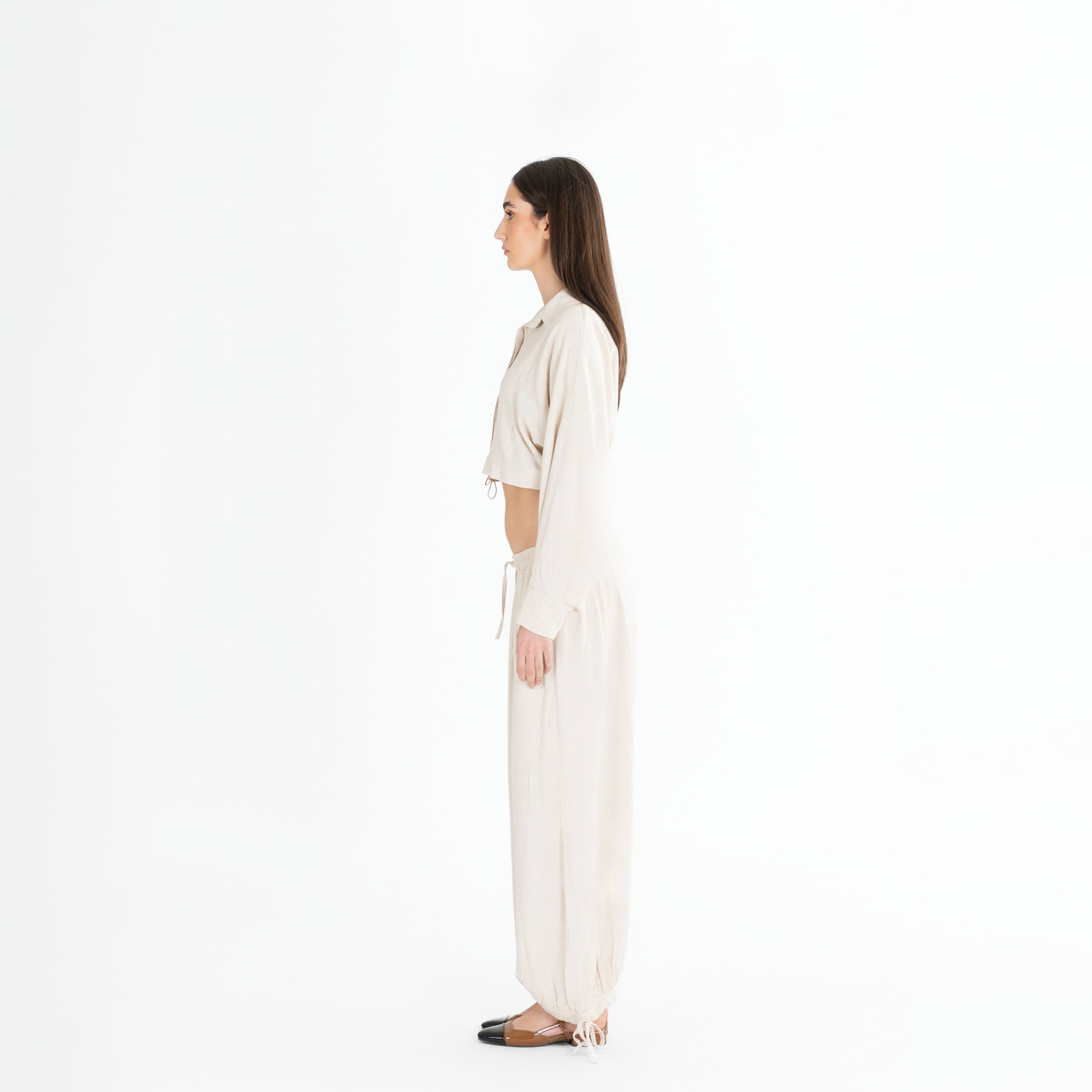 Cropped Blouse with Drawcord Hem