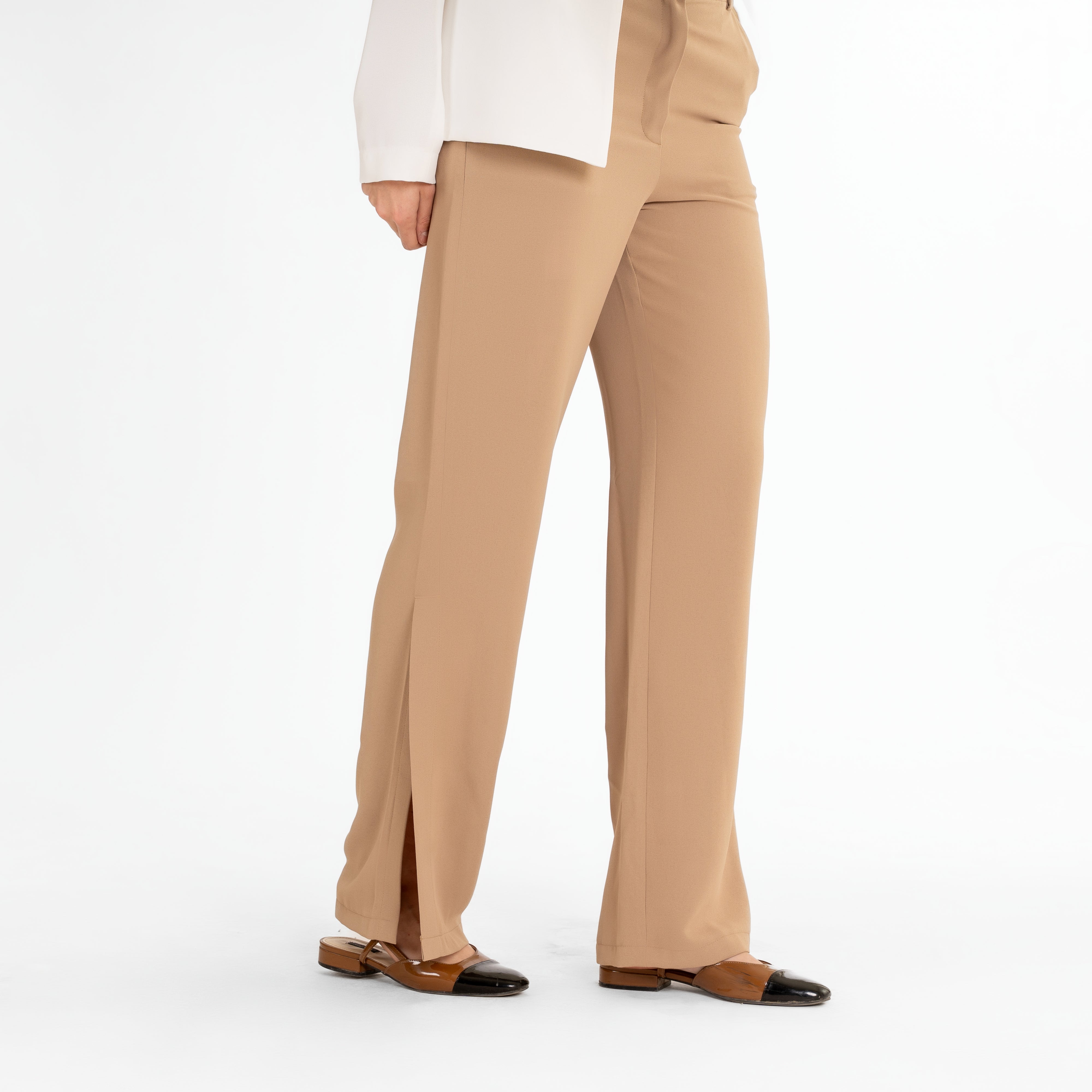 High-Waisted Side Slit Trousers