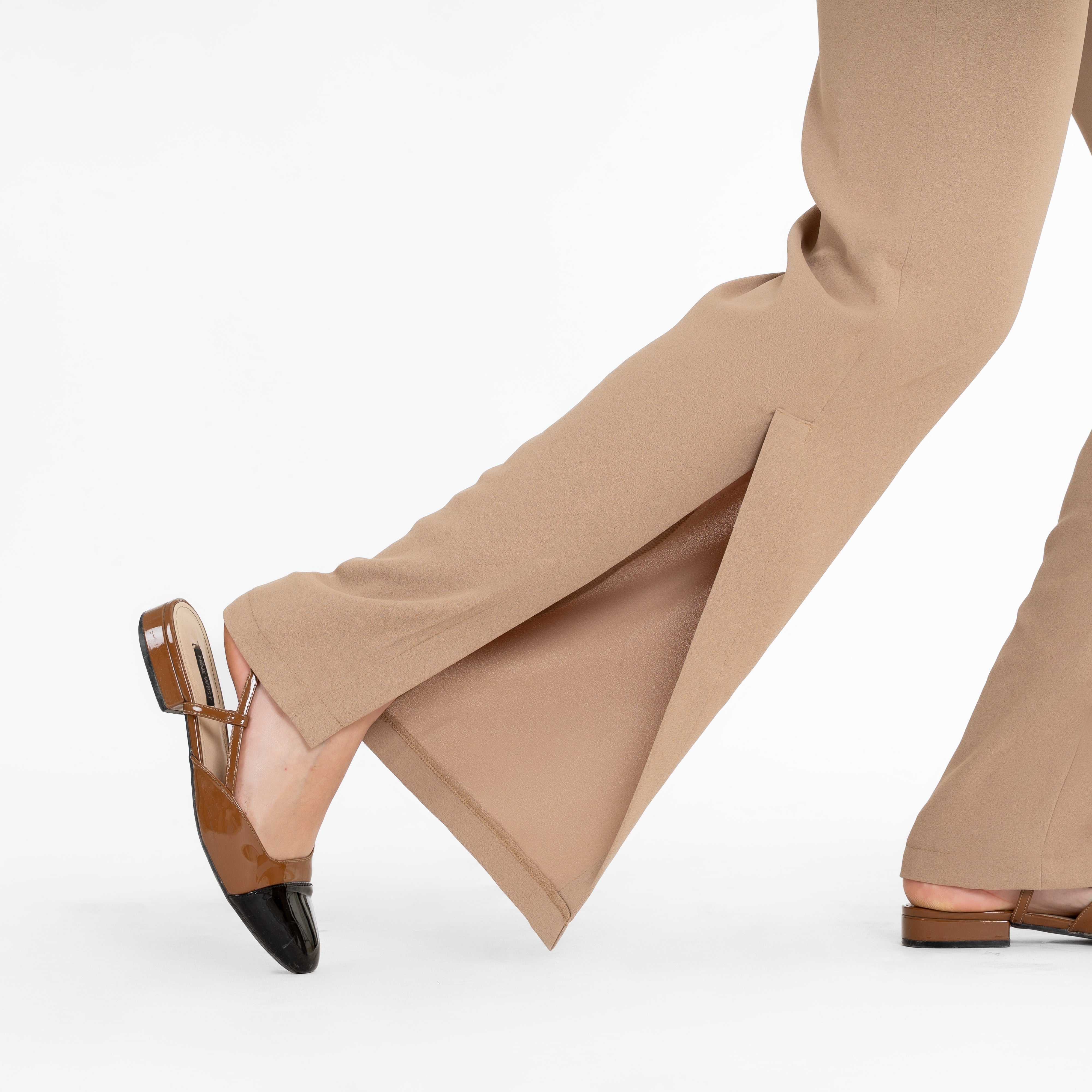 High-Waisted Side Slit Trousers