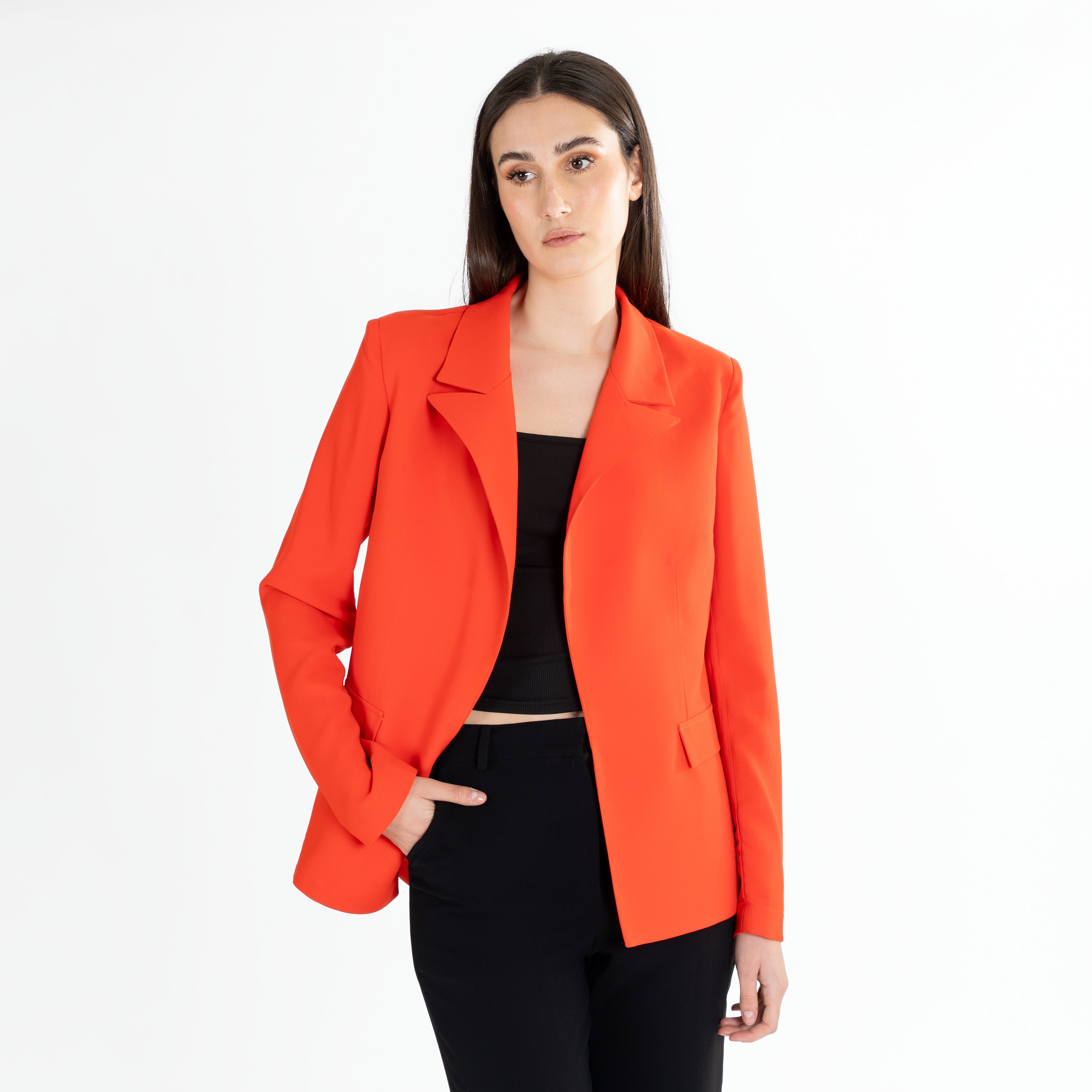 High-Waisted Side Slit Trousers