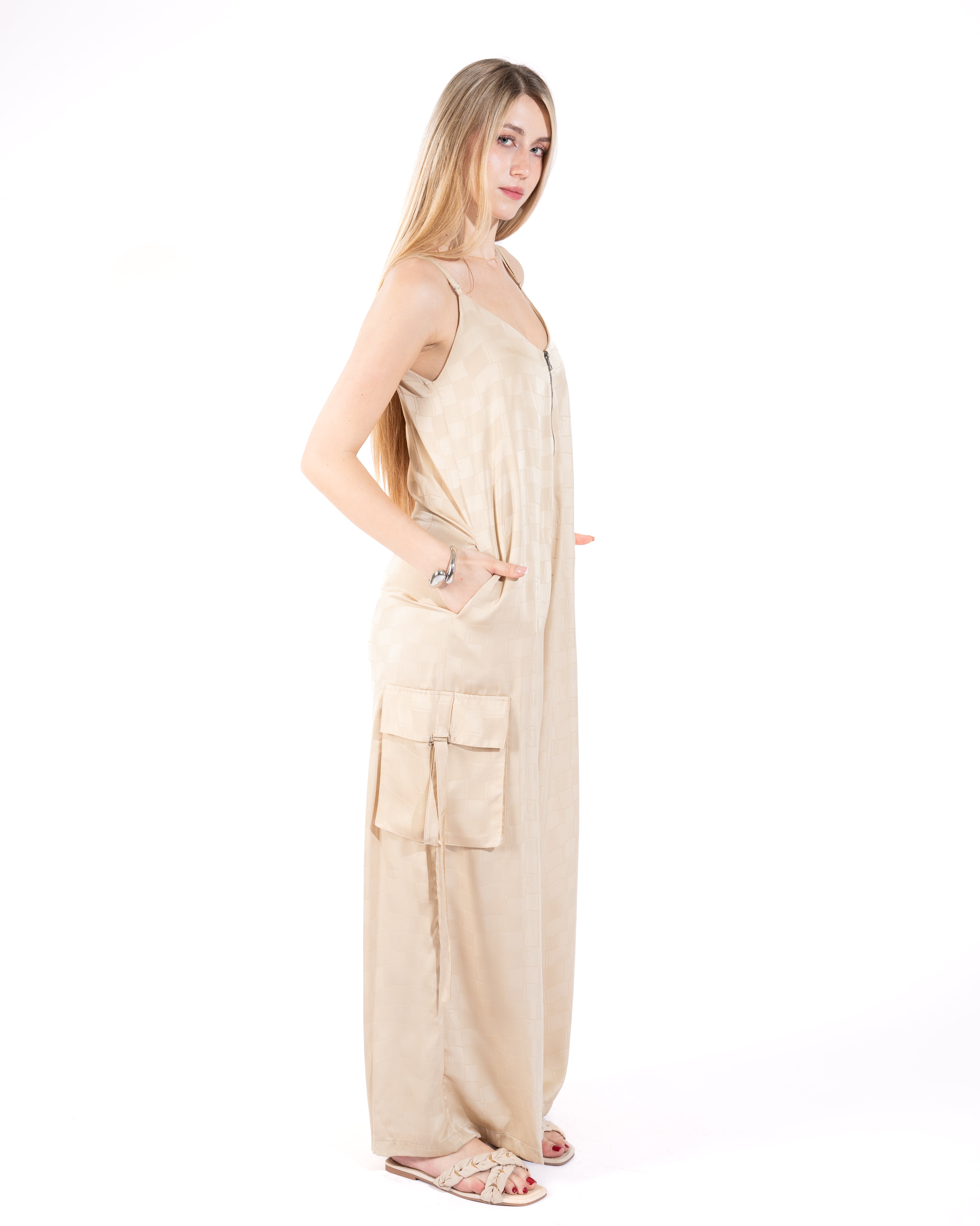 Cargo Pocket Wide-Leg Jumpsuit