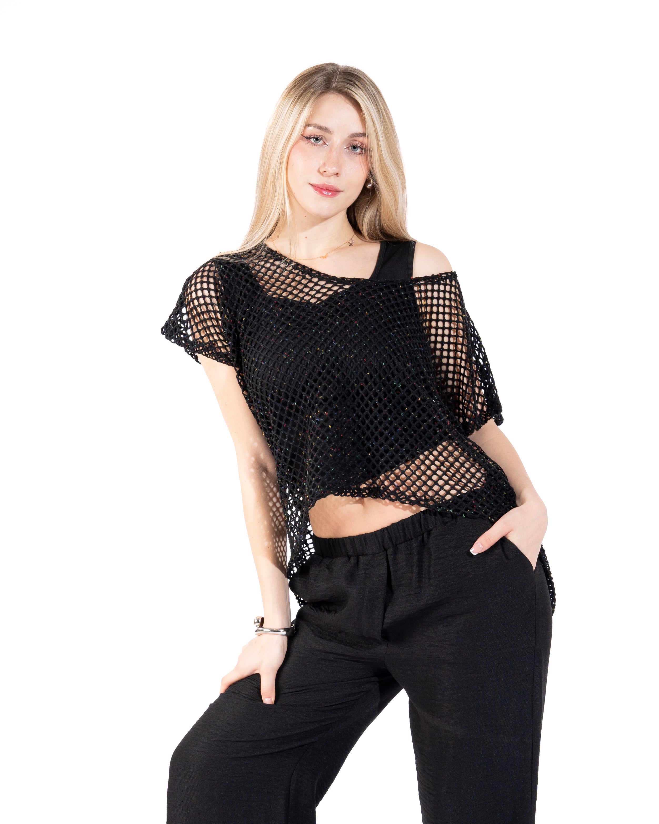 Oversized Mesh Fishnet Top