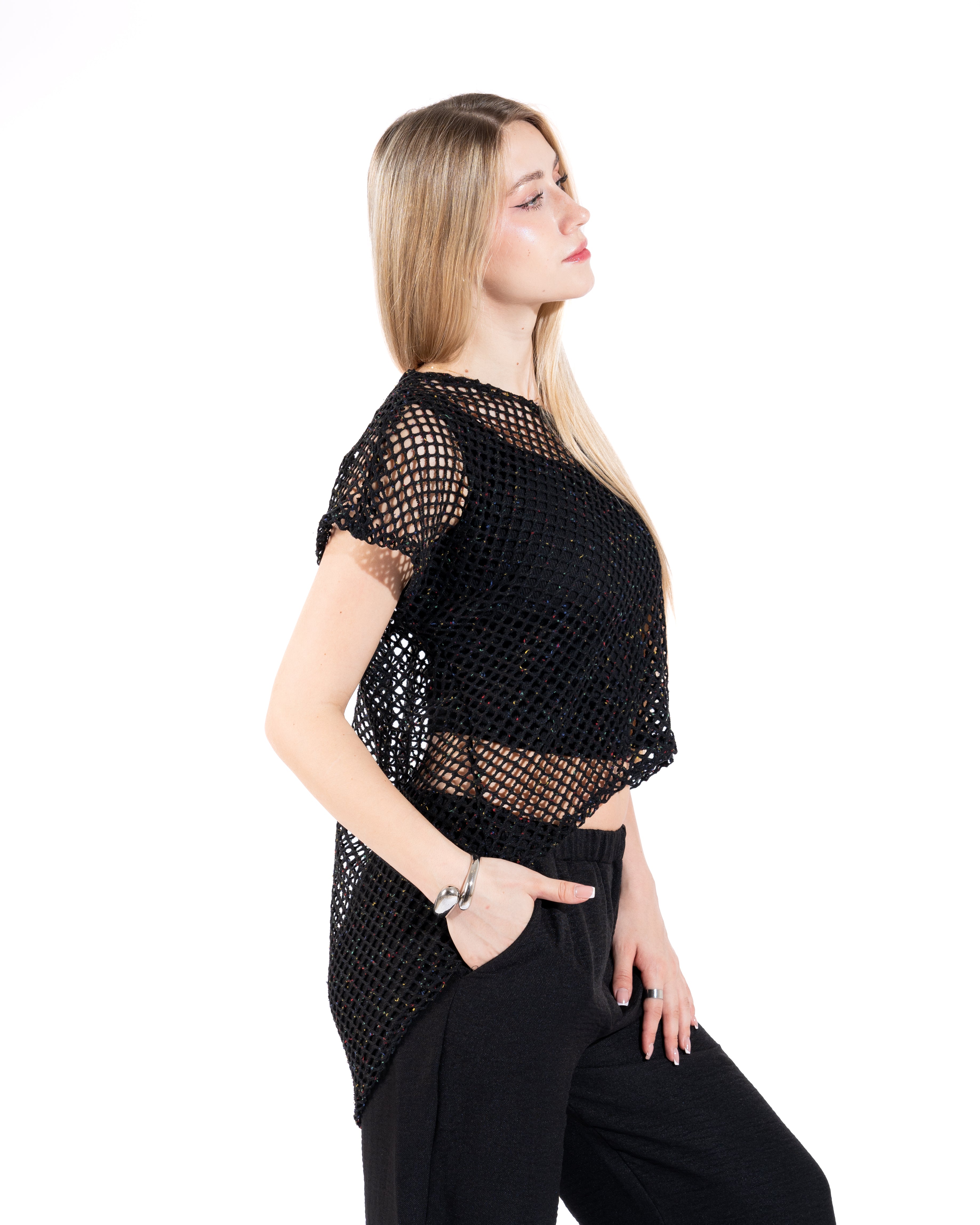Oversized Mesh Fishnet Top