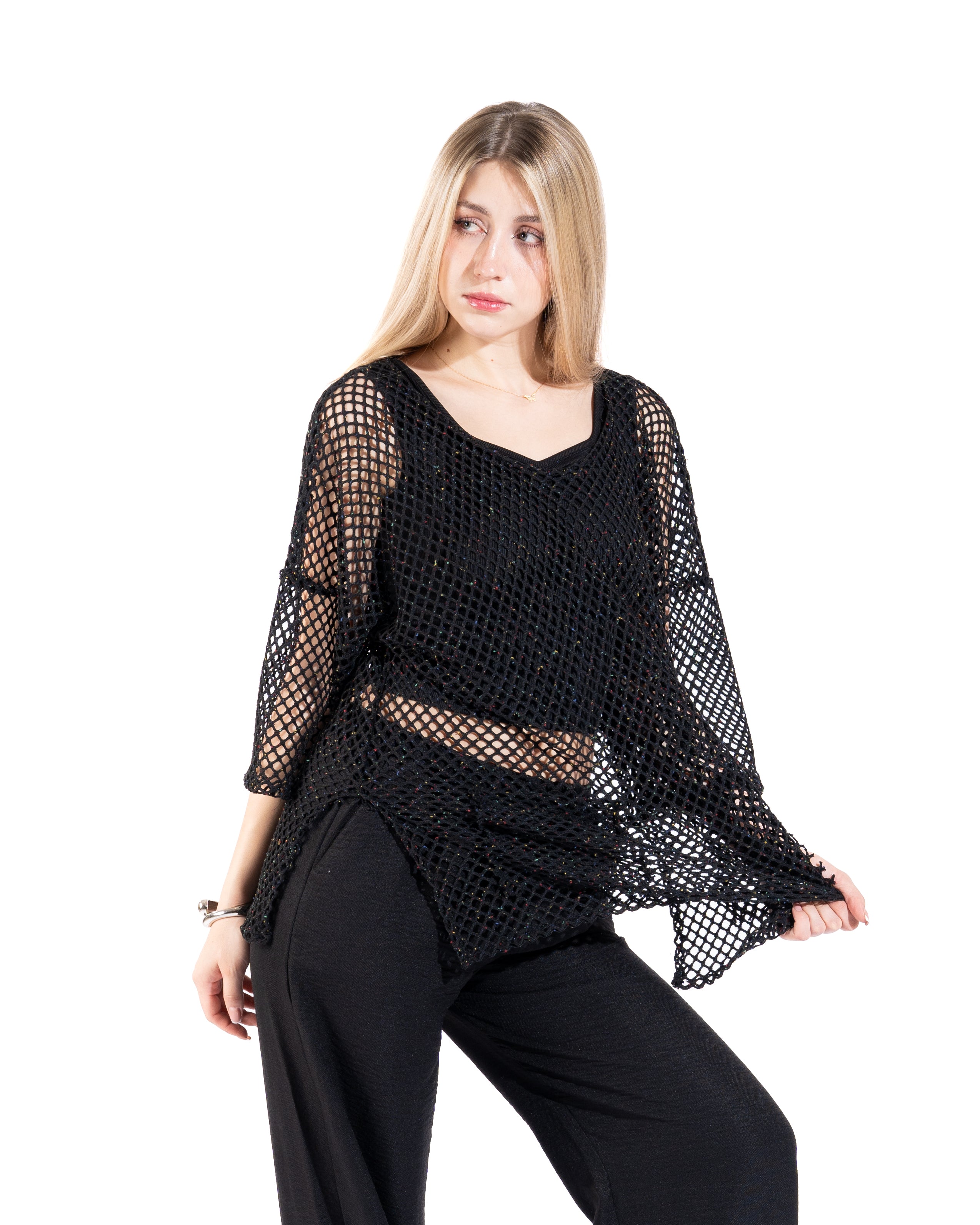 Oversized Mesh Fishnet Top