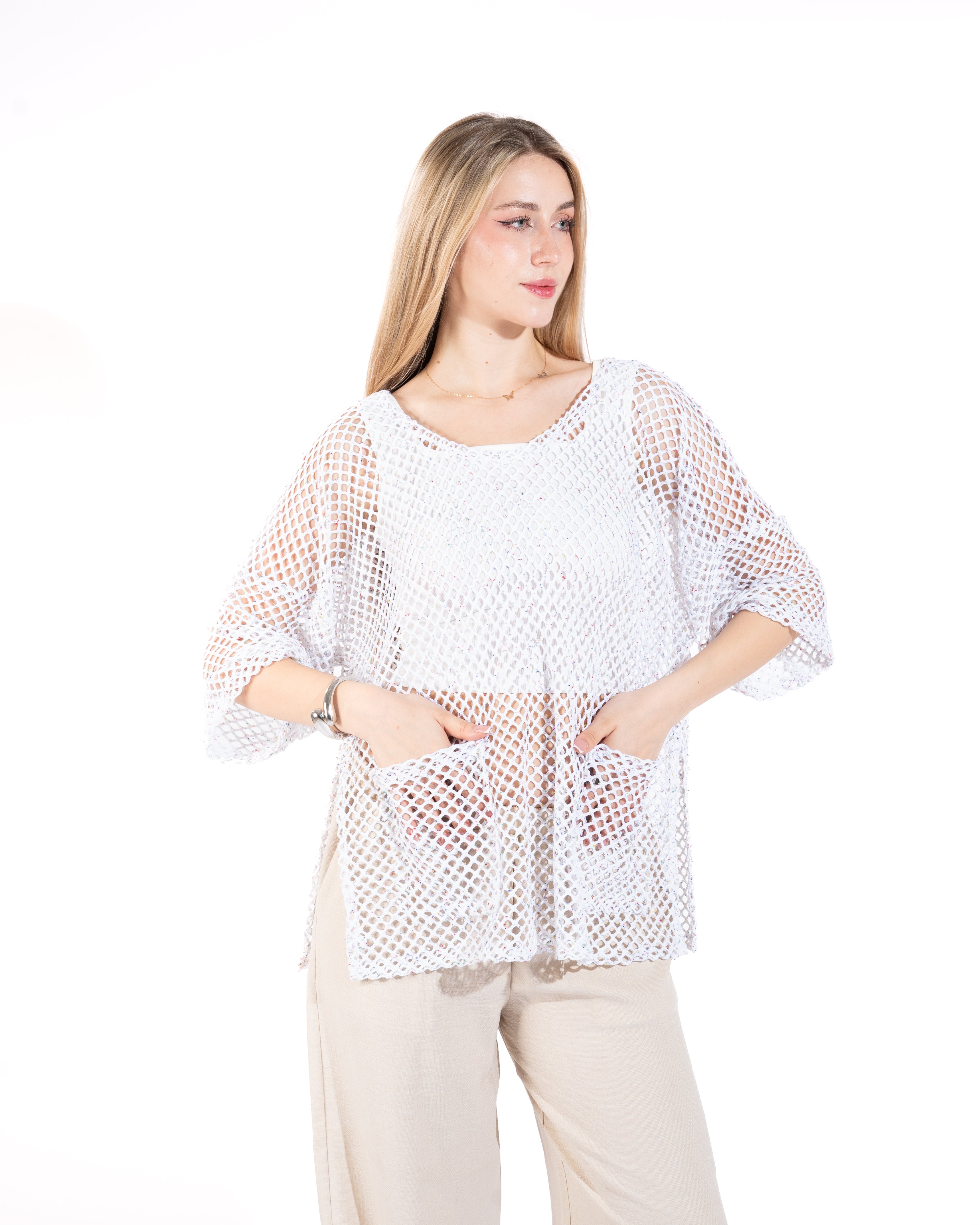 Oversized Mesh Fishnet Top