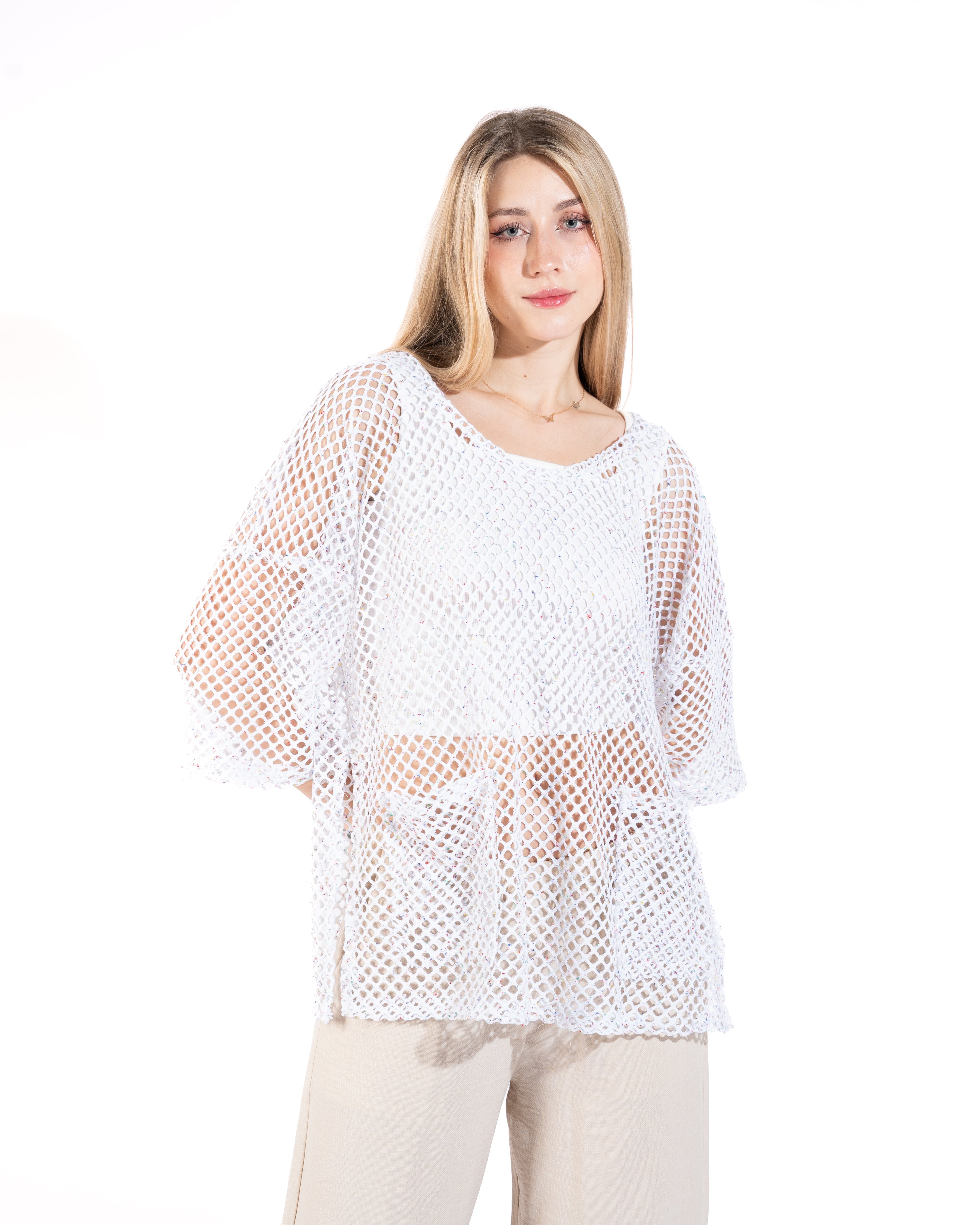 Oversized Mesh Fishnet Top