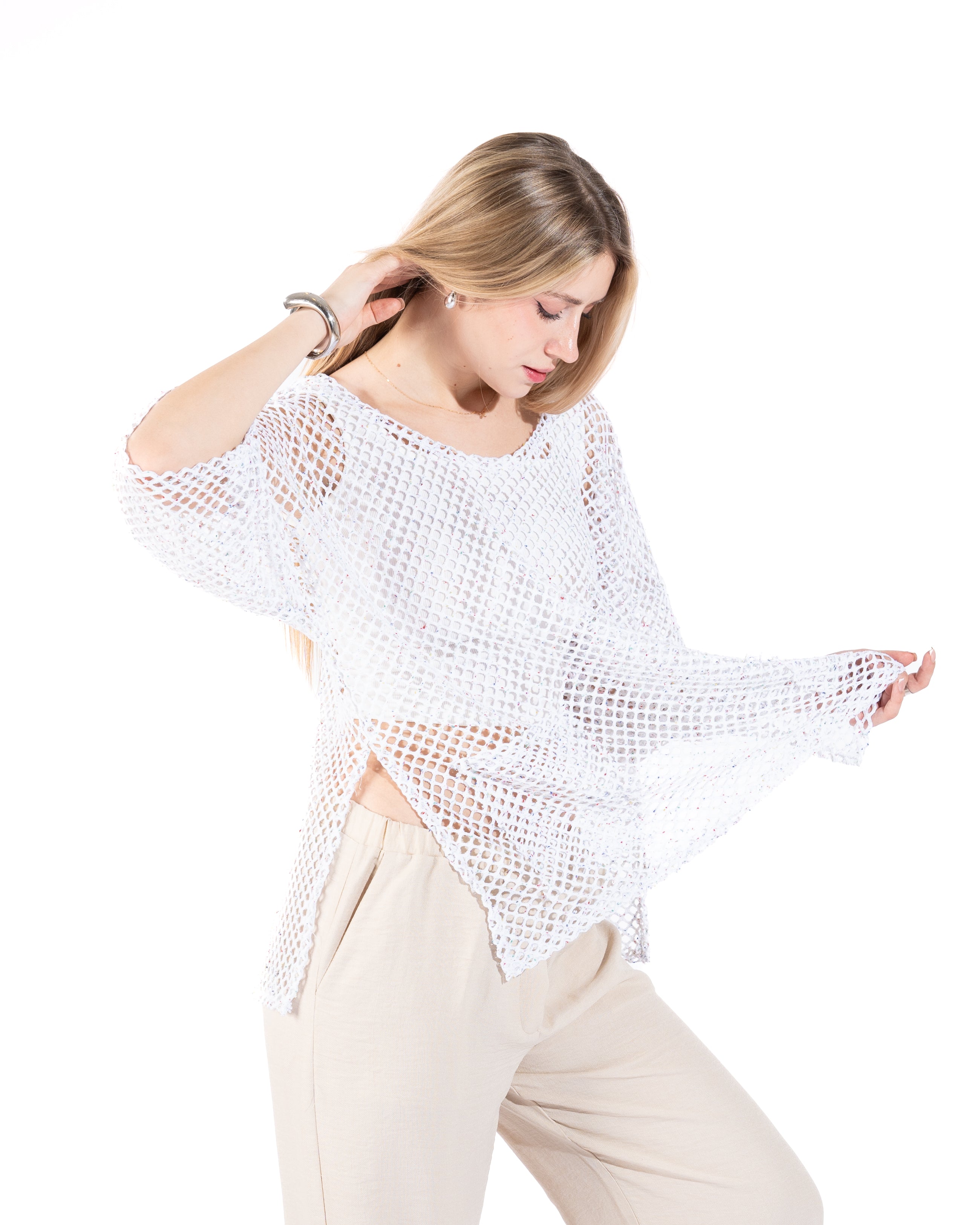 Oversized Mesh Fishnet Top