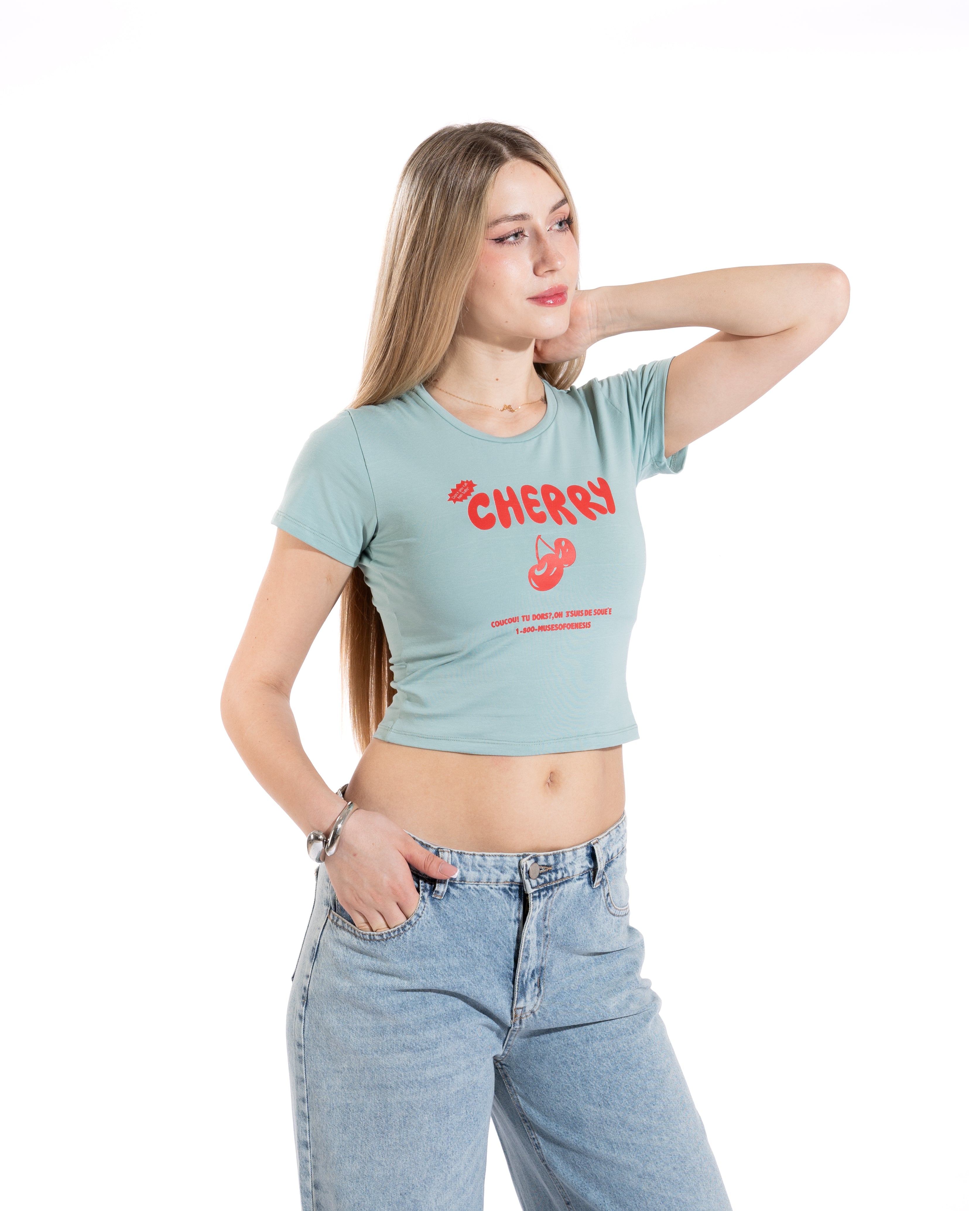 Cherry Graphic Cropped Tee