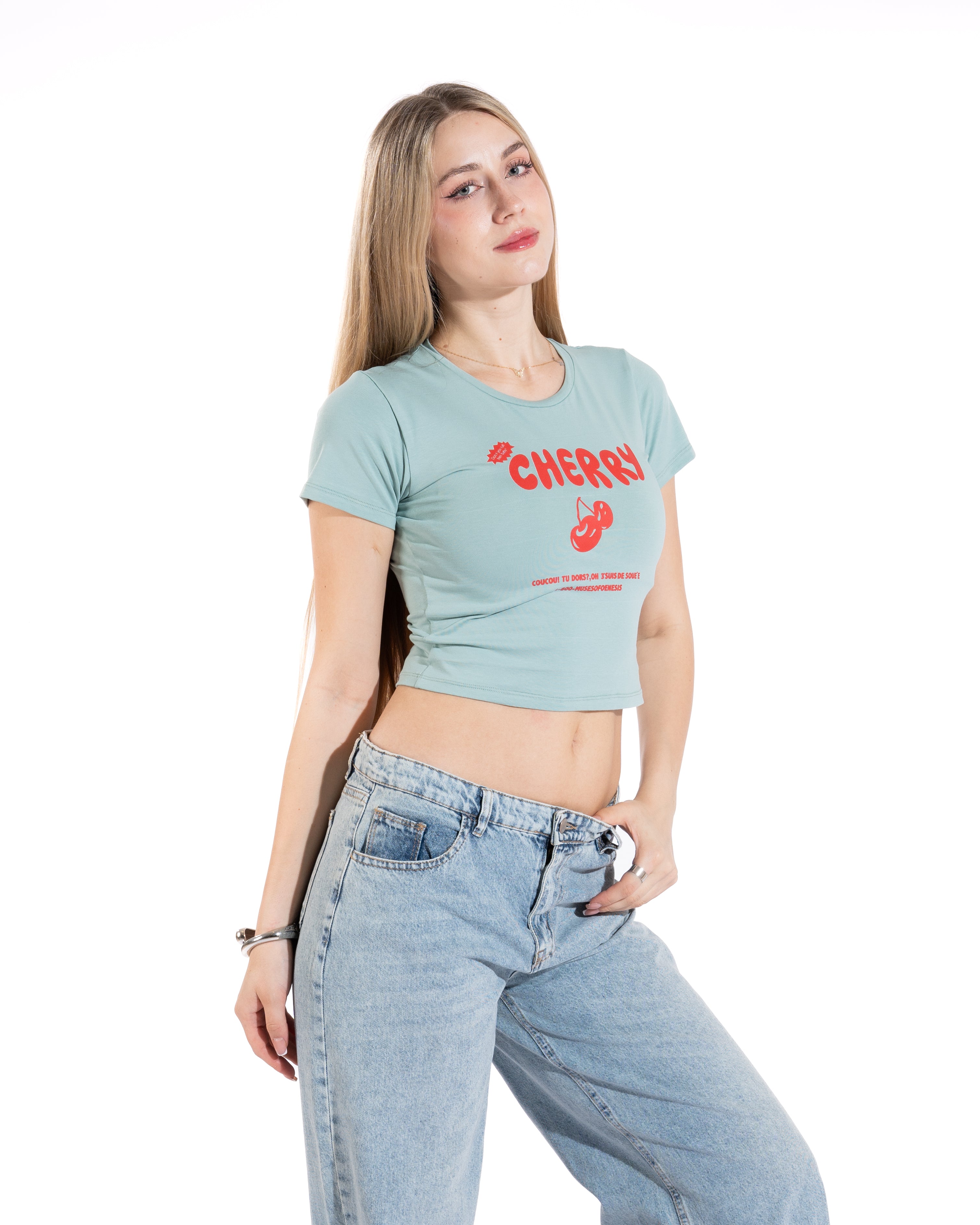 Cherry Graphic Cropped Tee