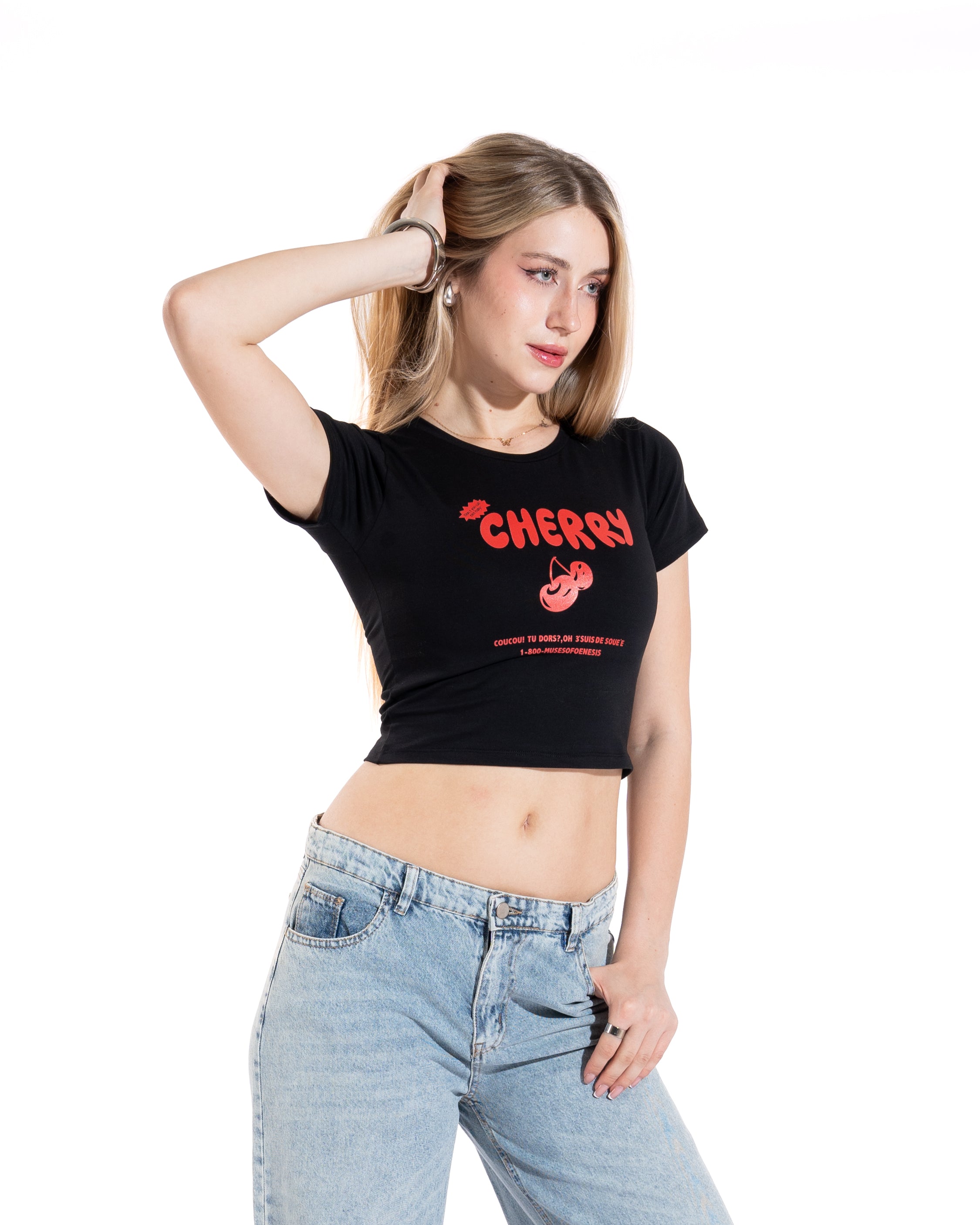 Cherry Graphic Cropped Tee