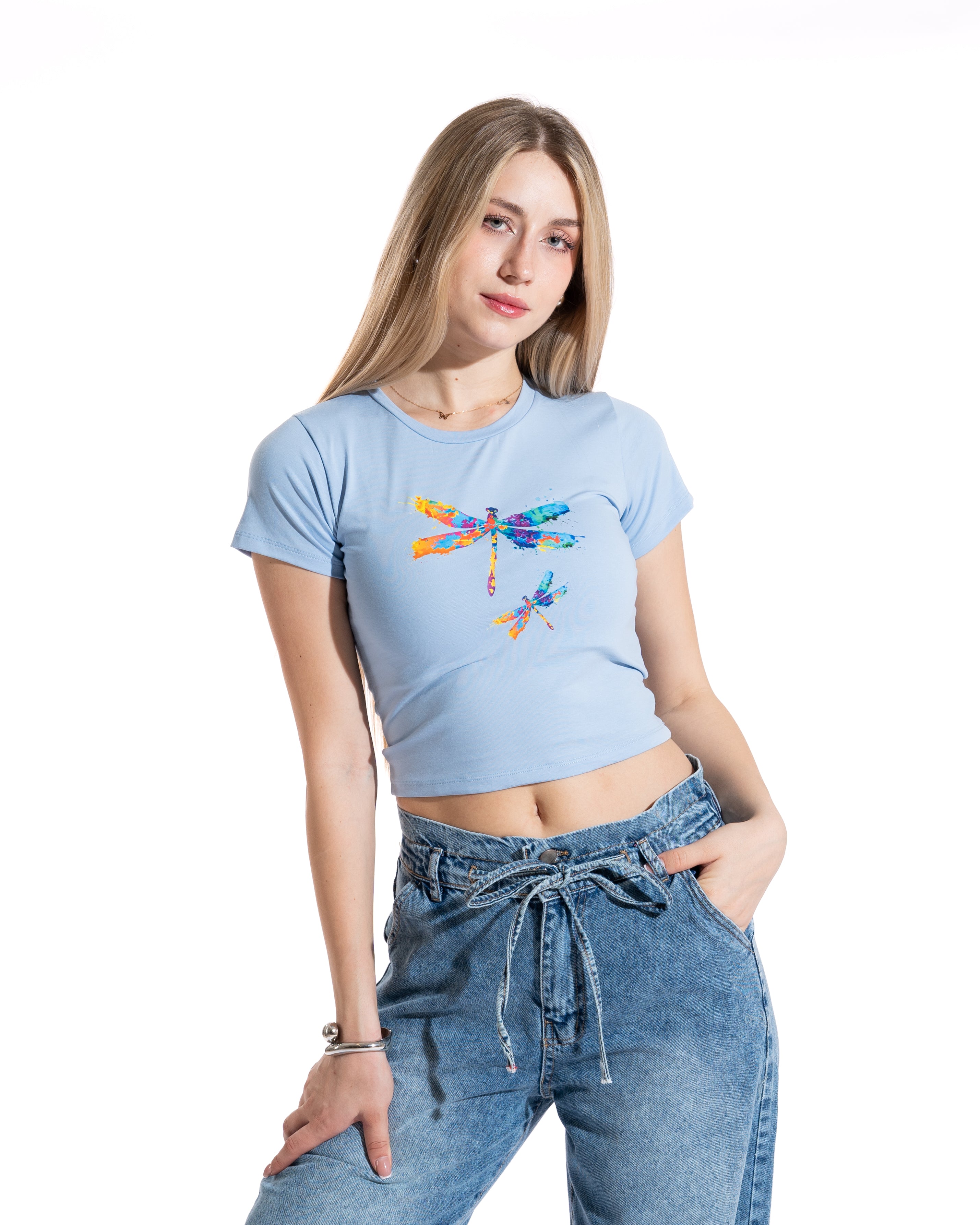 Watercolor Dragonfly Cropped Tee
