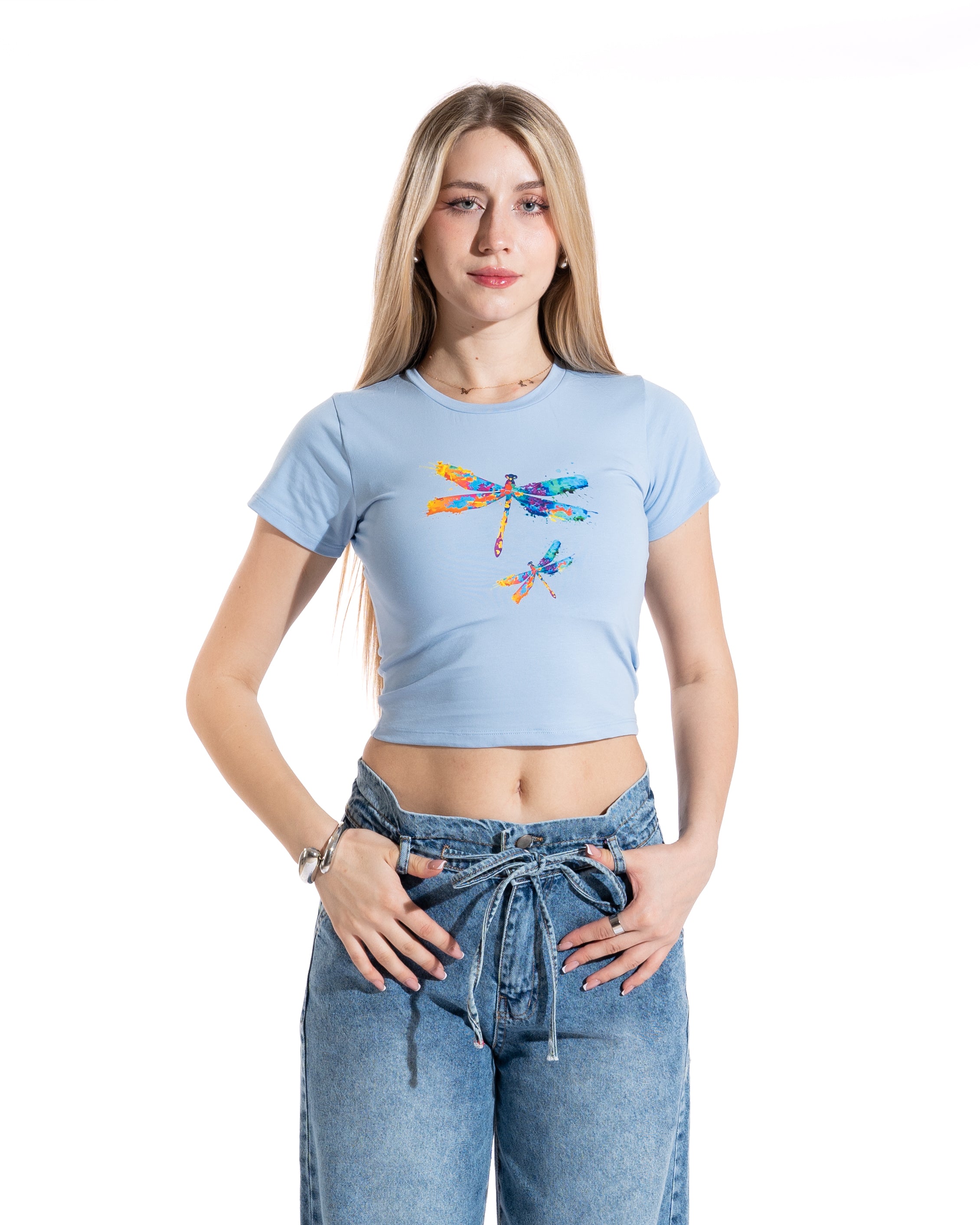Watercolor Dragonfly Cropped Tee