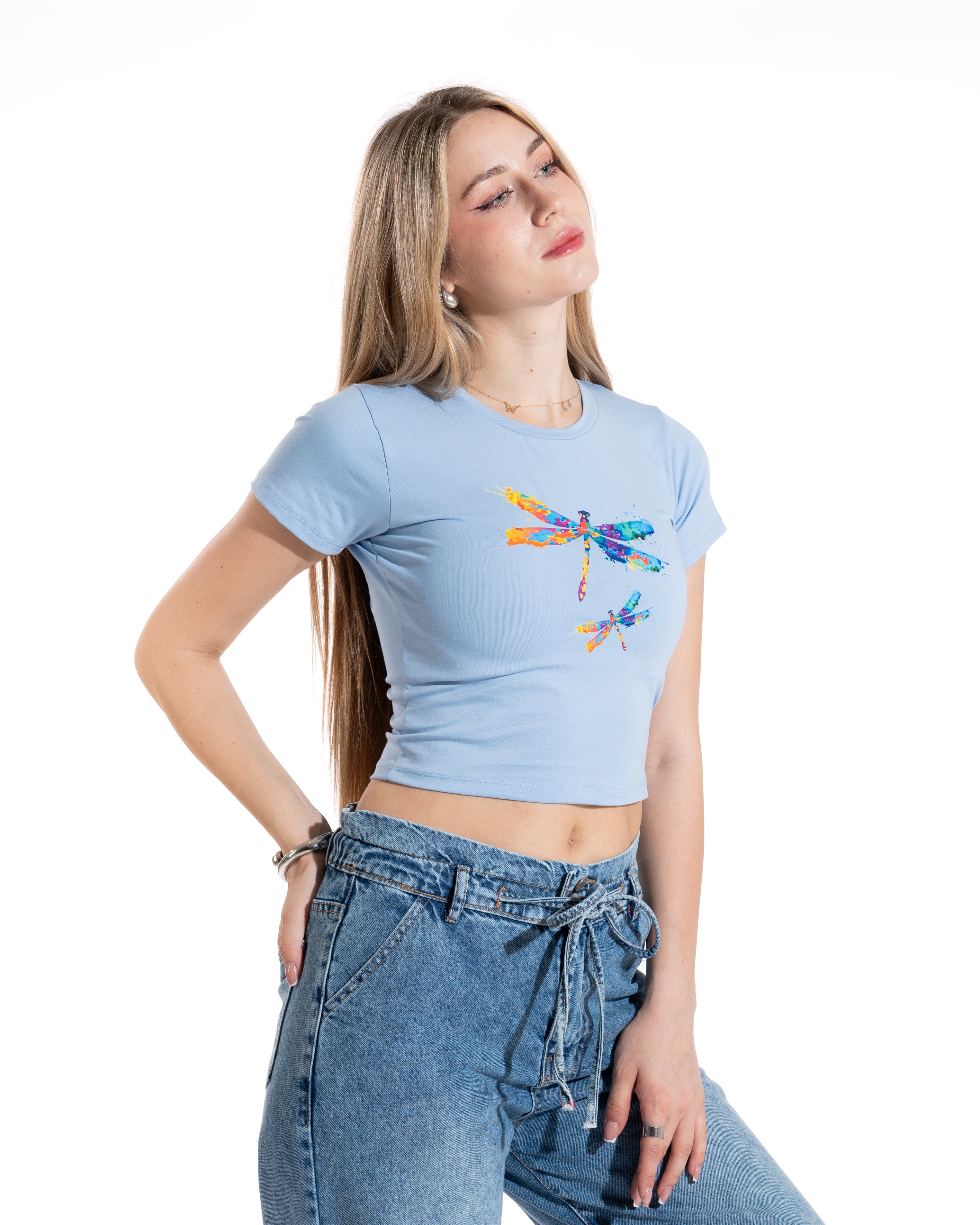 Watercolor Dragonfly Cropped Tee