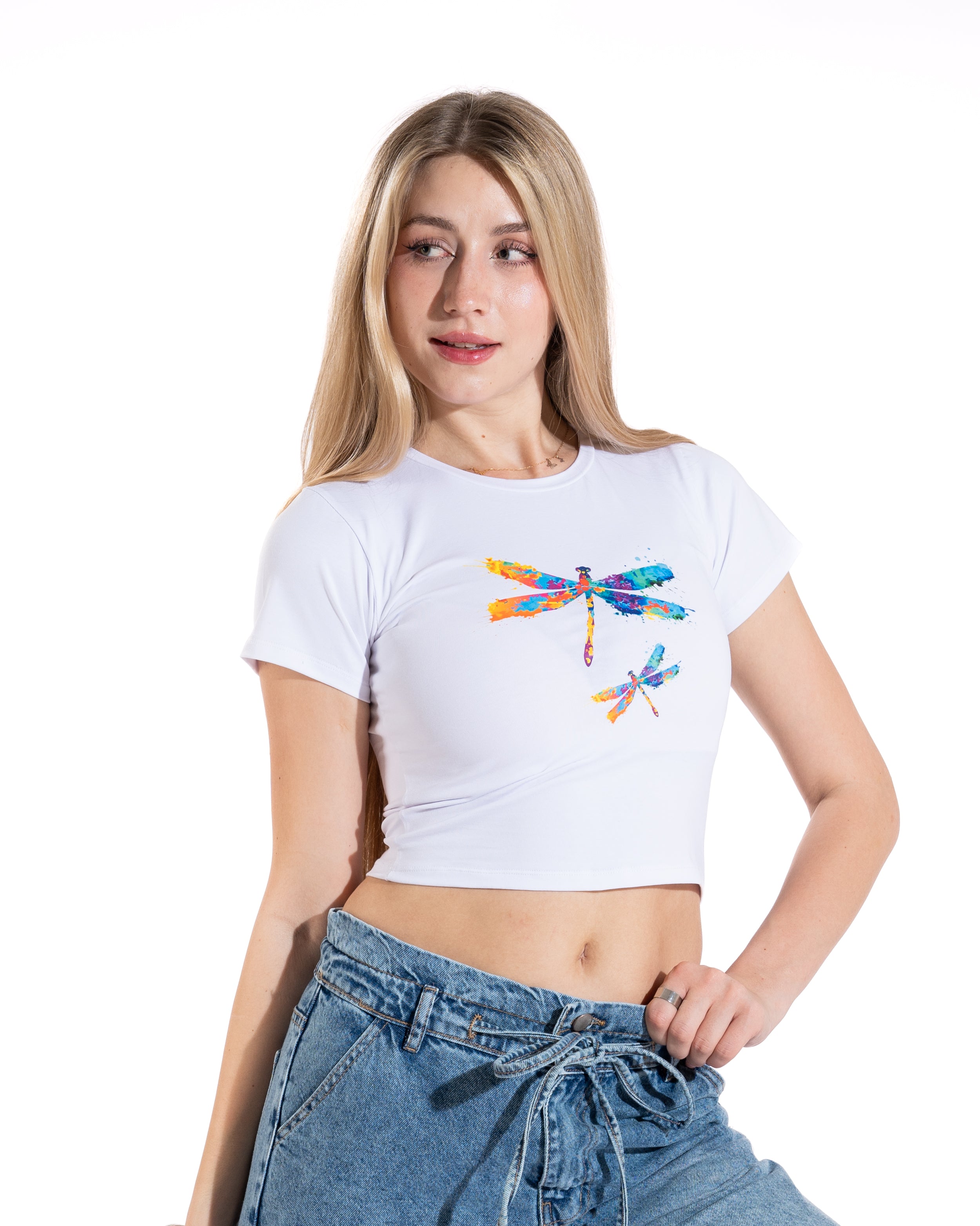 Watercolor Dragonfly Cropped Tee