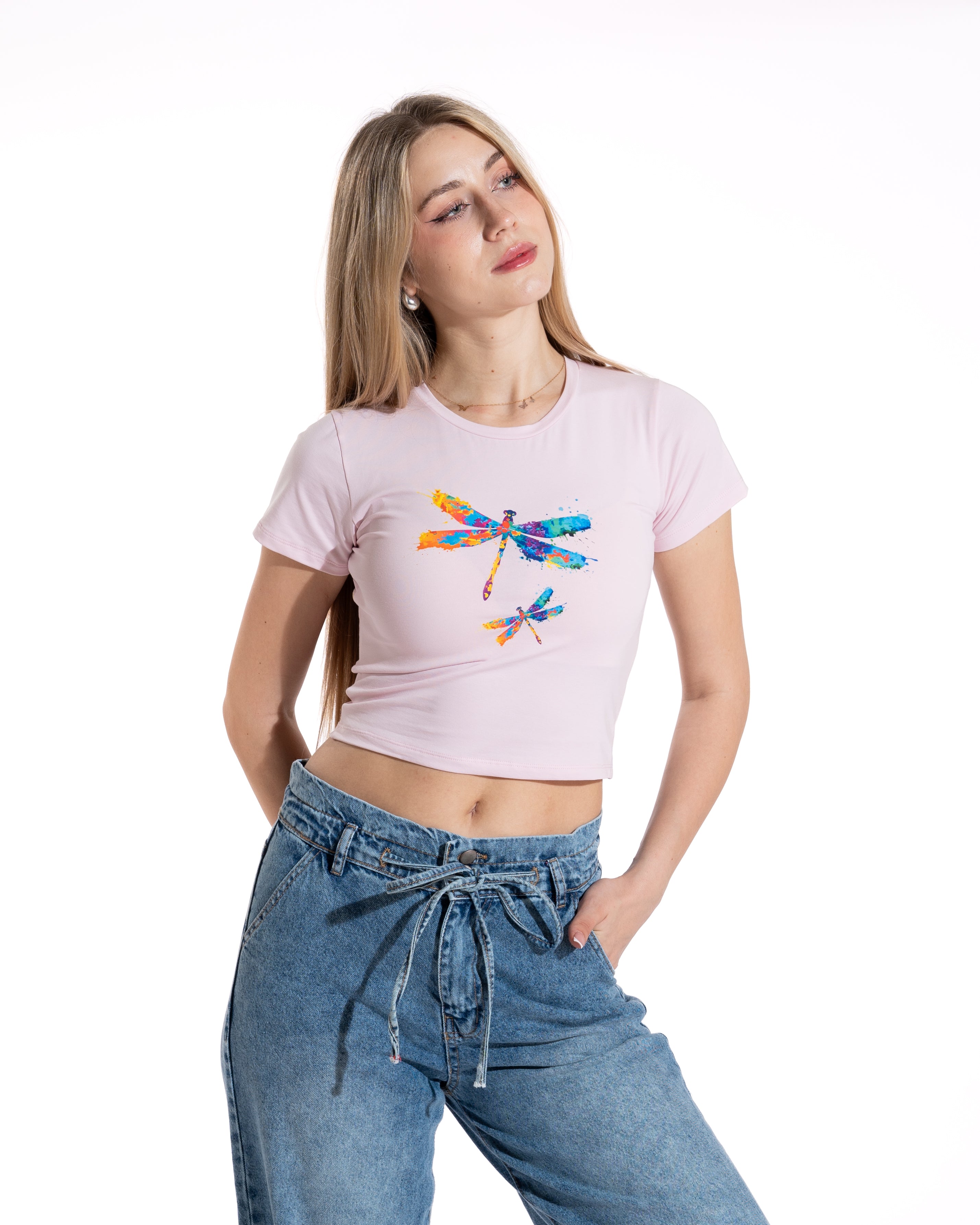 Watercolor Dragonfly Cropped Tee