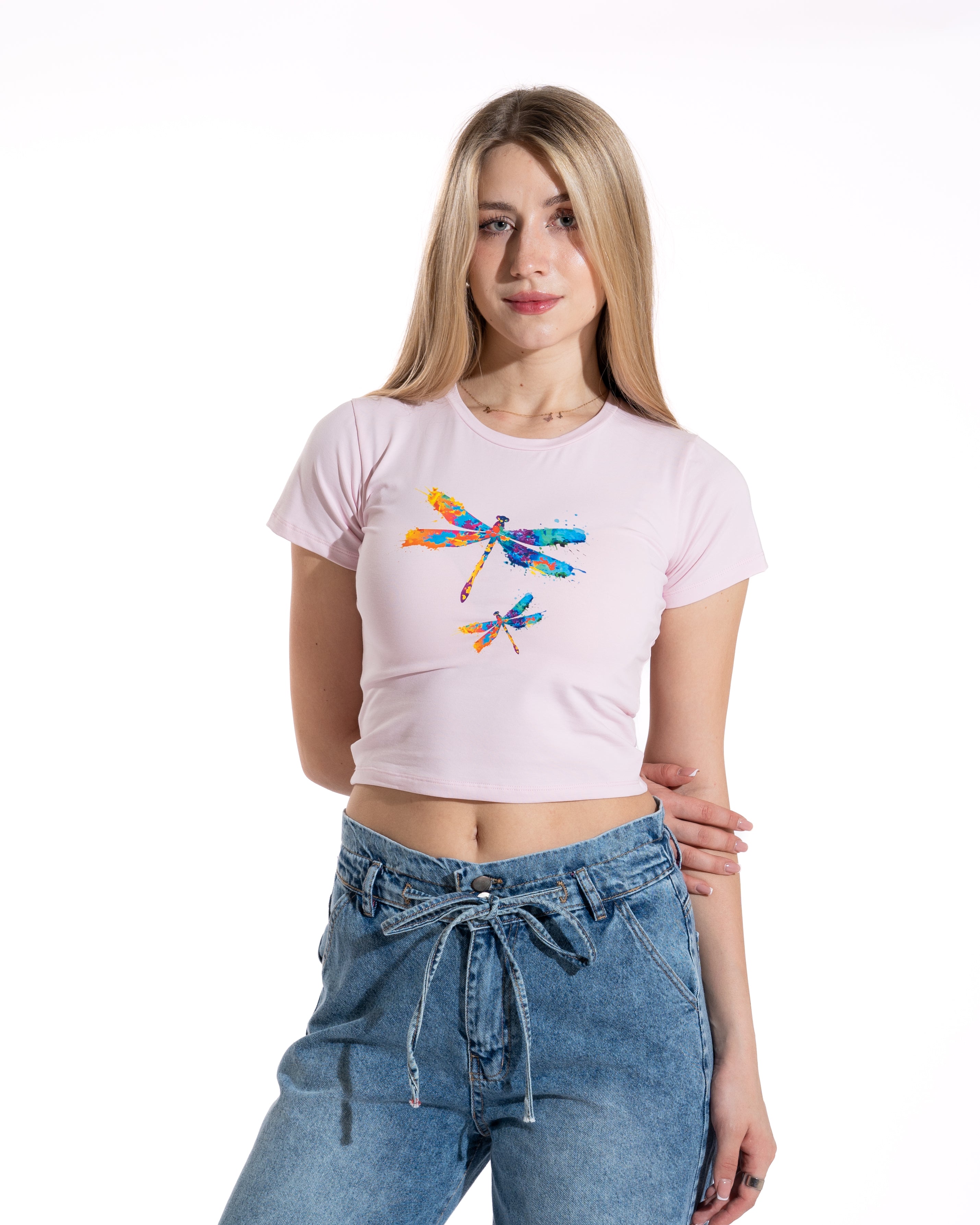 Watercolor Dragonfly Cropped Tee