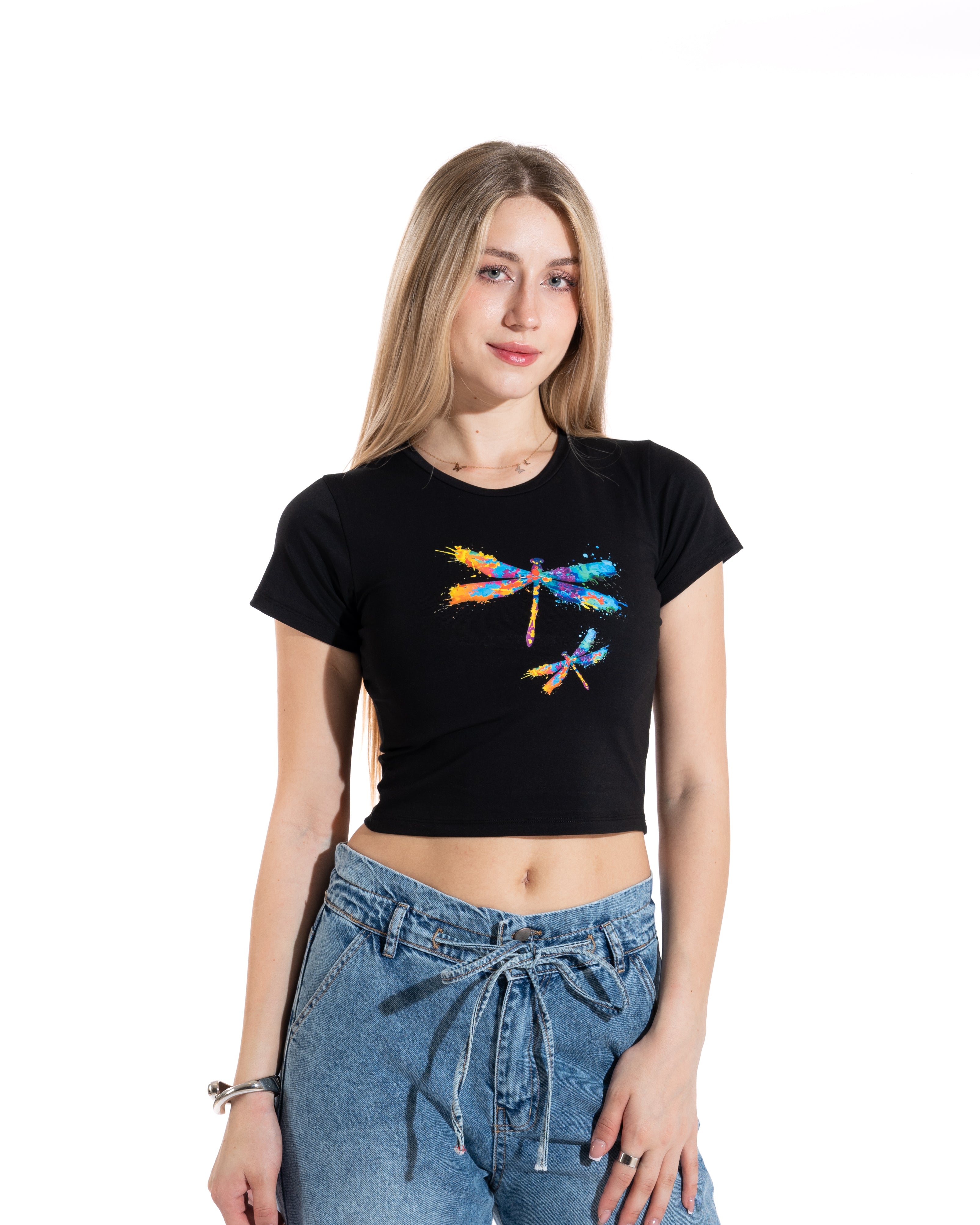 Watercolor Dragonfly Cropped Tee