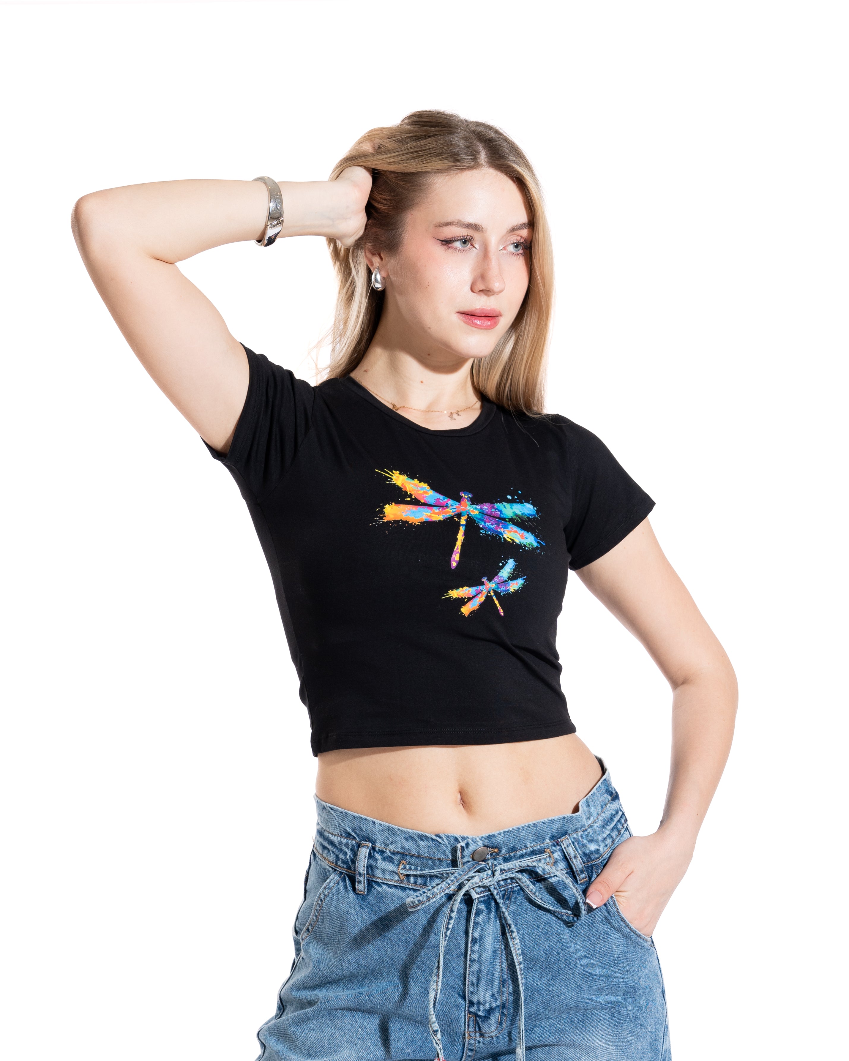 Watercolor Dragonfly Cropped Tee