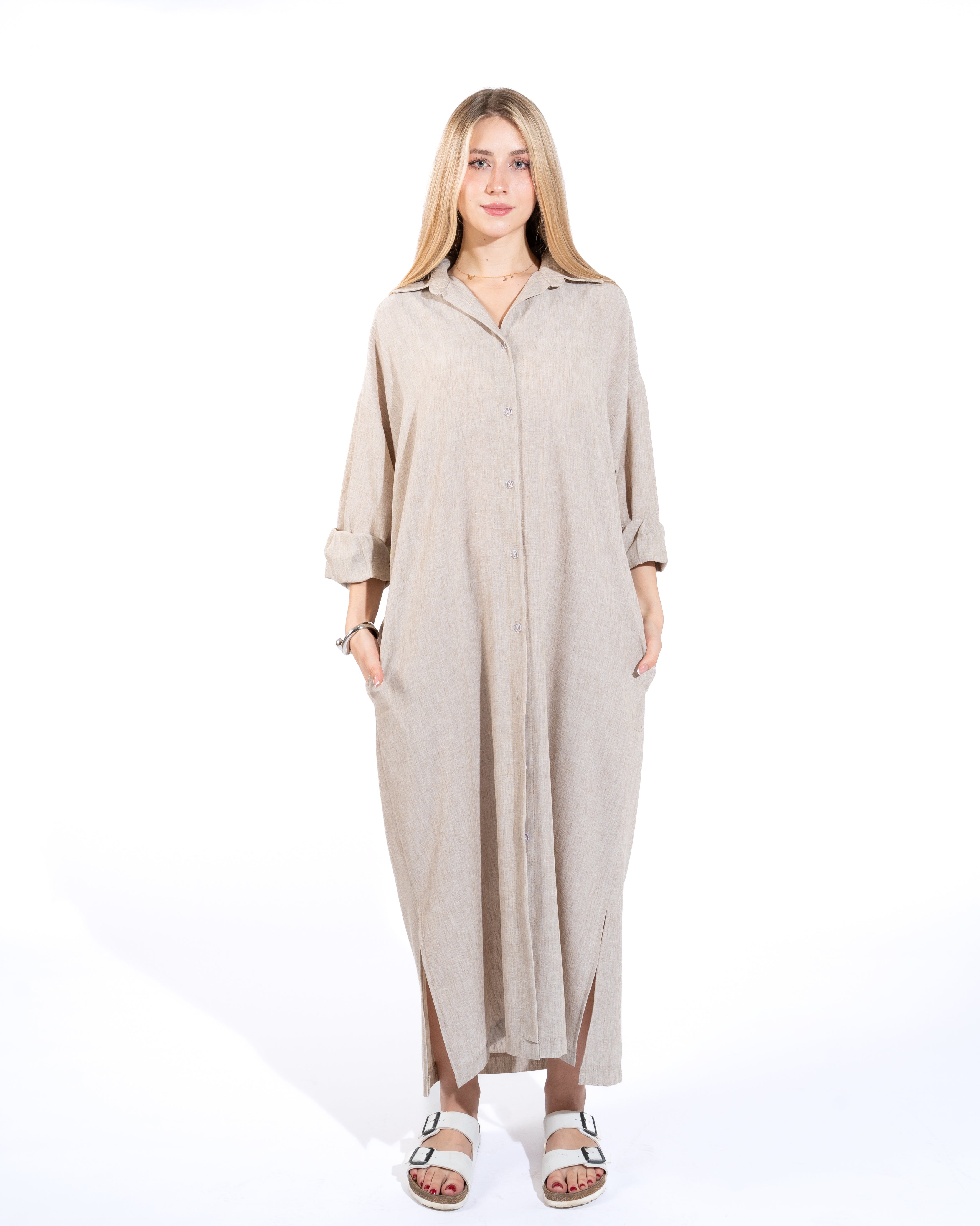 Linen Shirt Maxi Dress