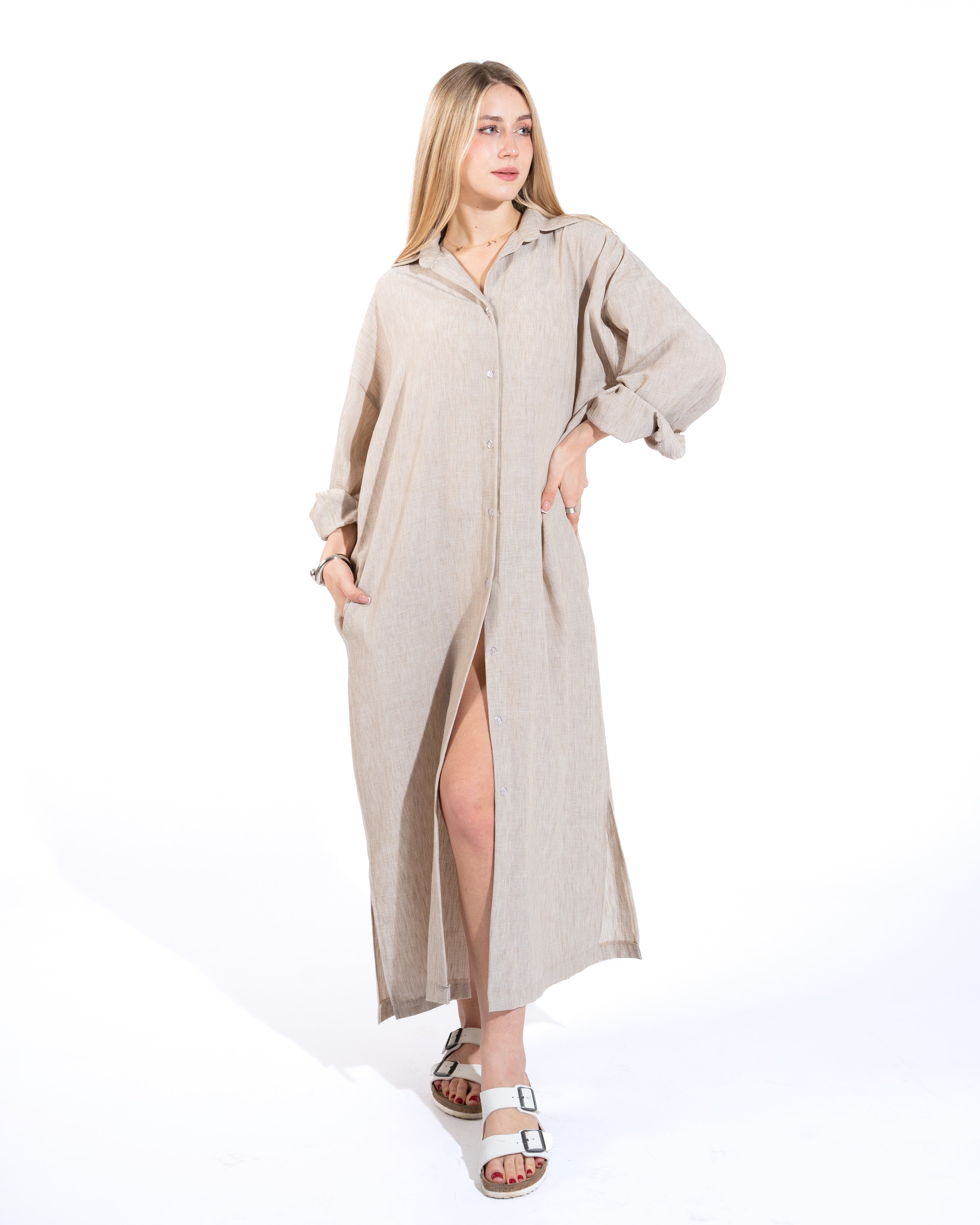 Linen Shirt Maxi Dress