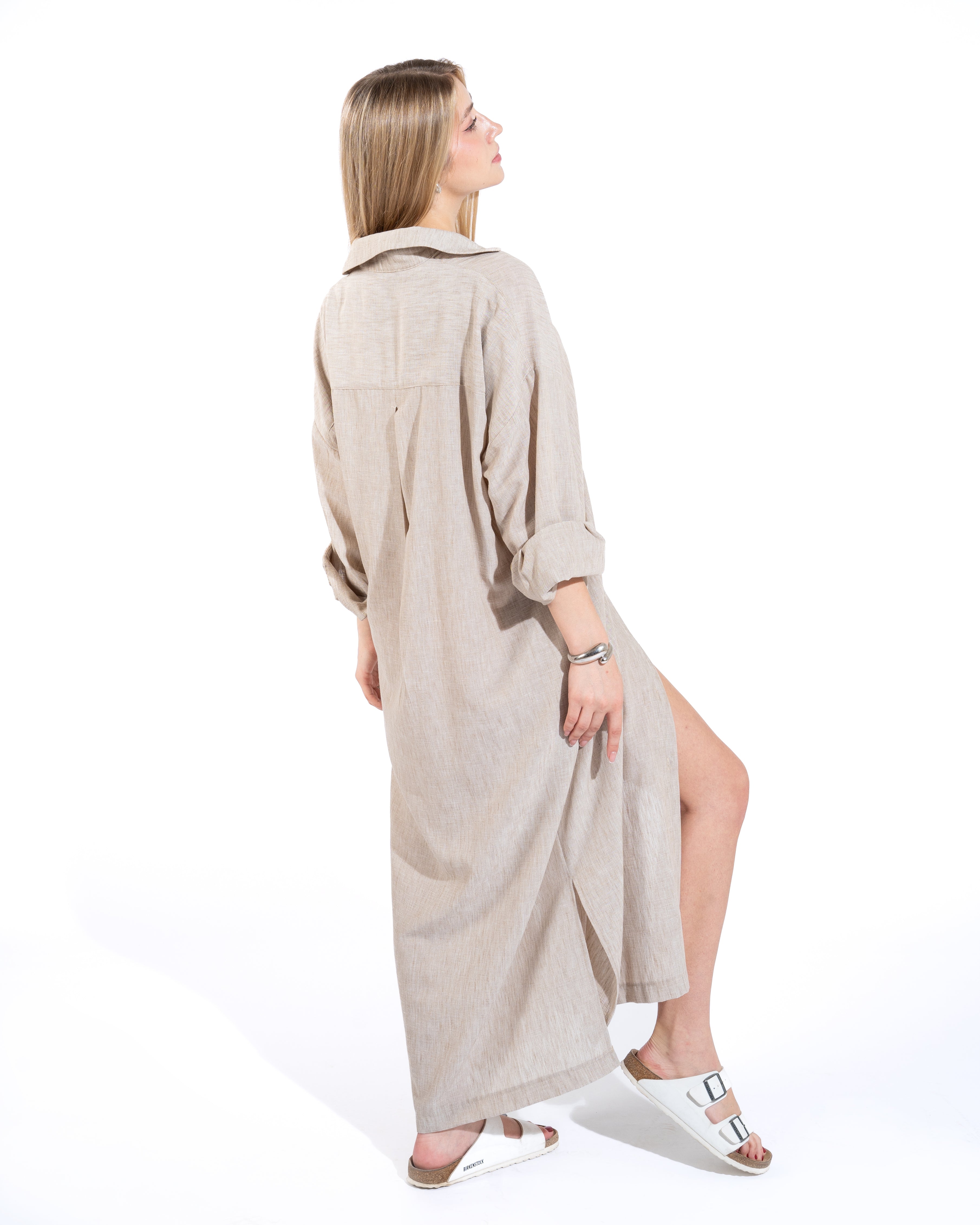 Linen Shirt Maxi Dress