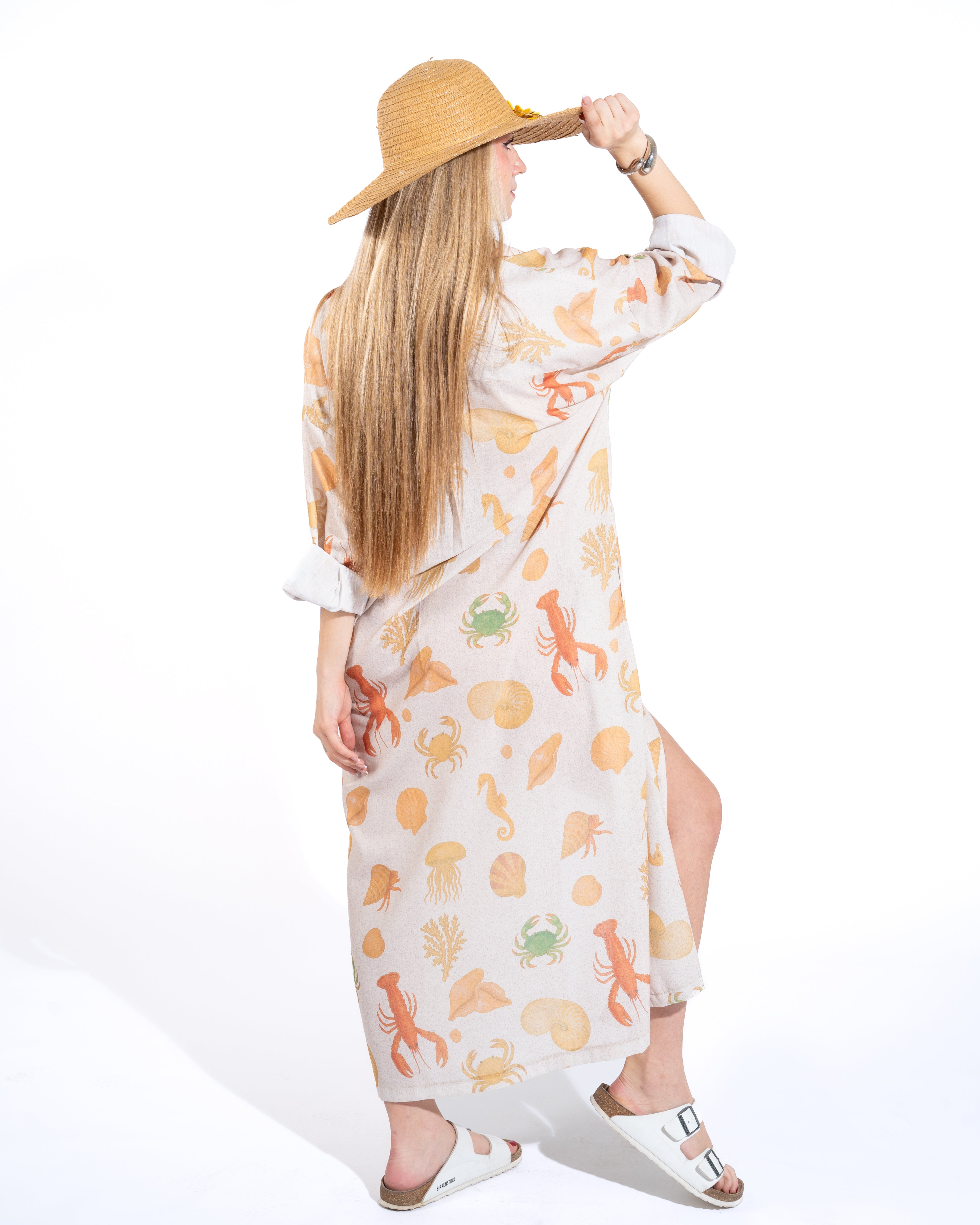 Coastal Print Shirt Maxi Dress