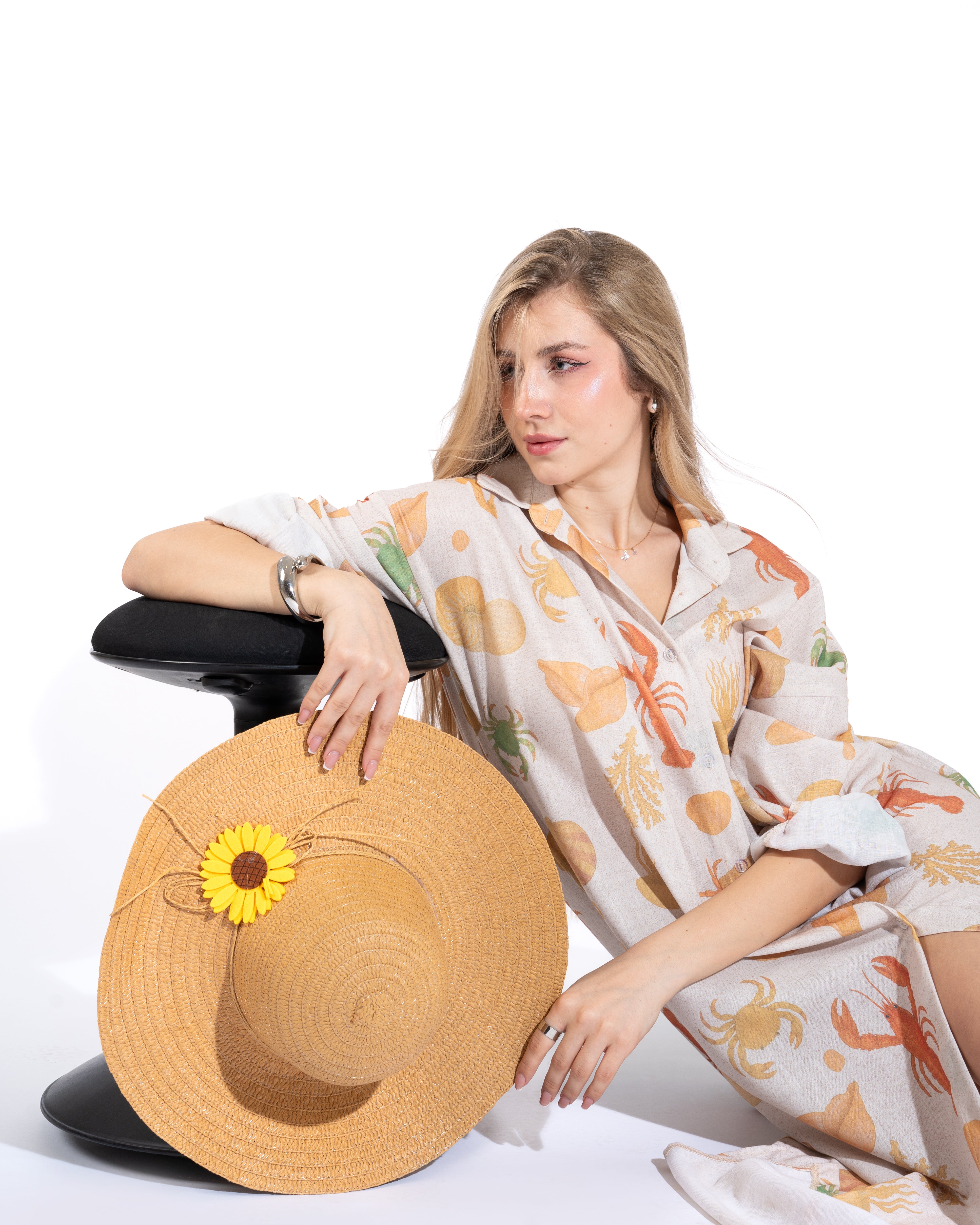 Coastal Print Shirt Maxi Dress