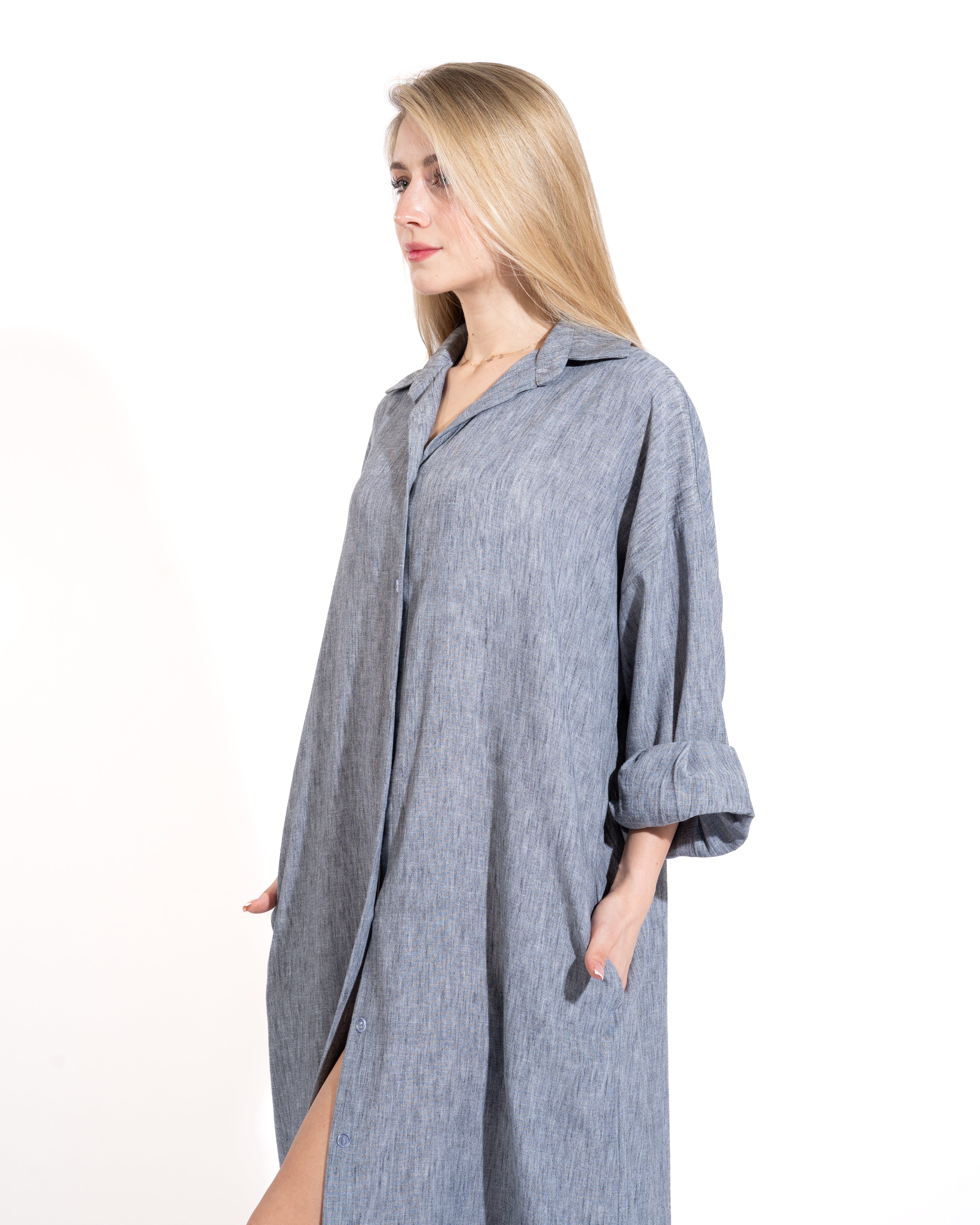Linen Shirt Maxi Dress