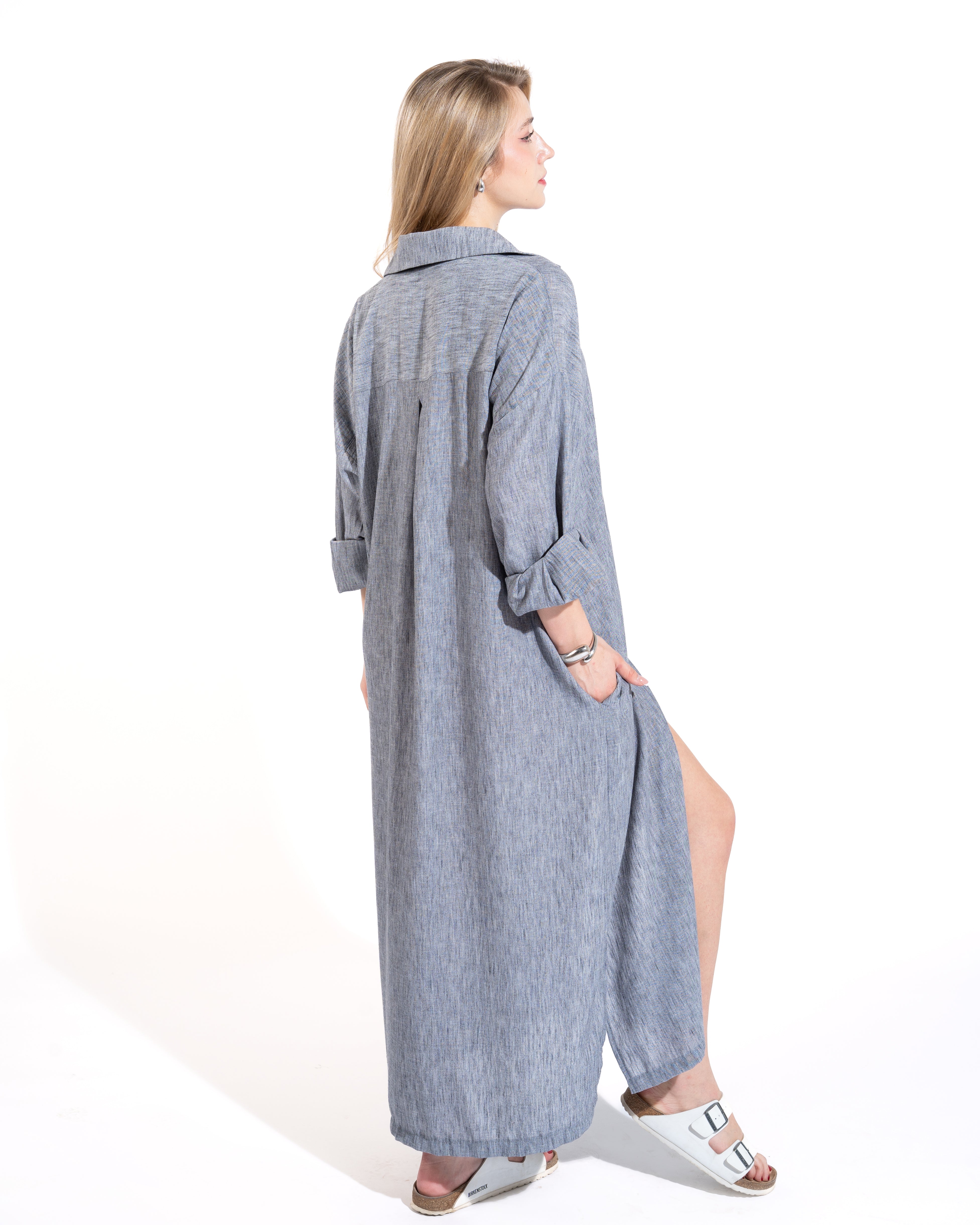 Linen Shirt Maxi Dress
