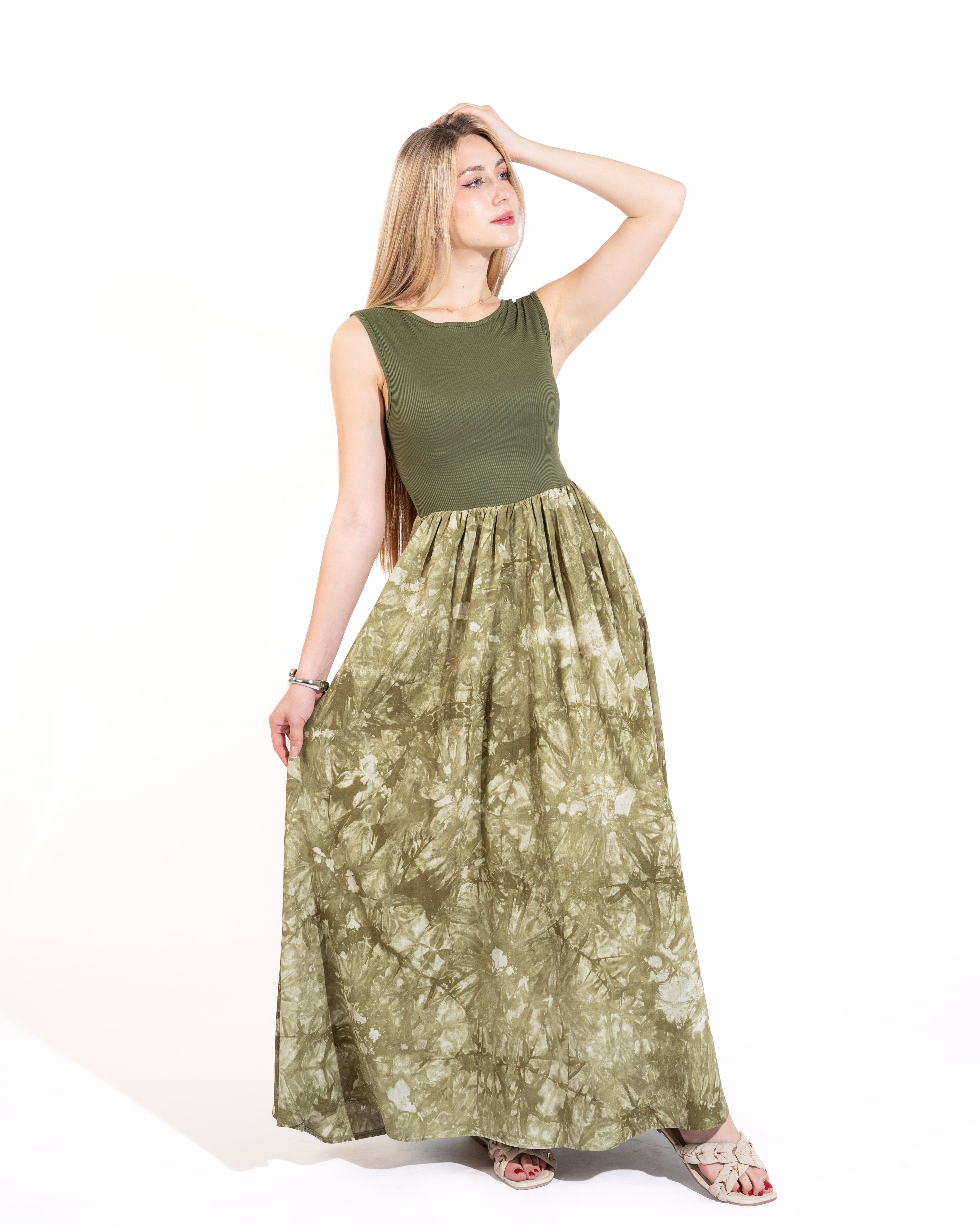 Tie-Dye Sleeveless Maxi Dress