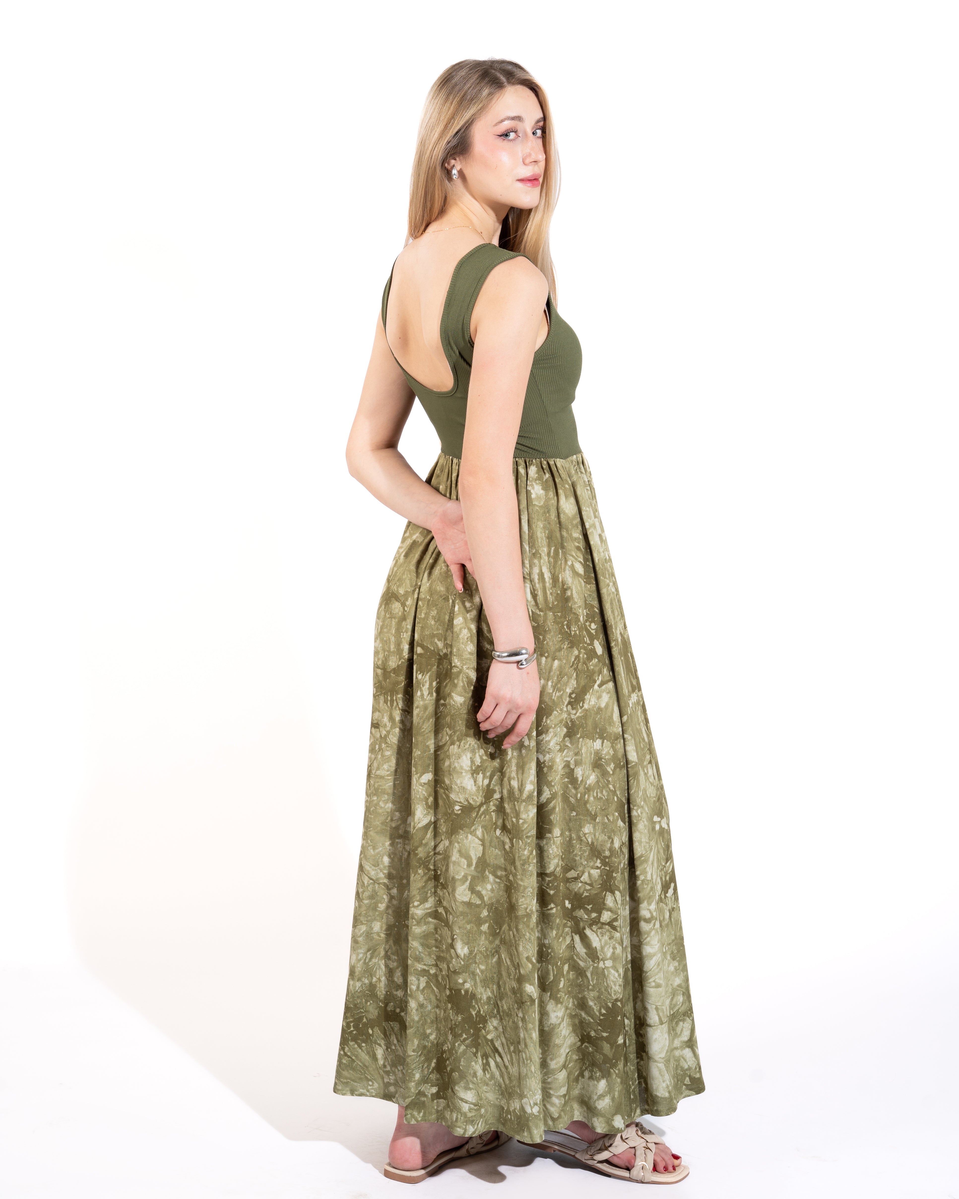 Tie-Dye Sleeveless Maxi Dress