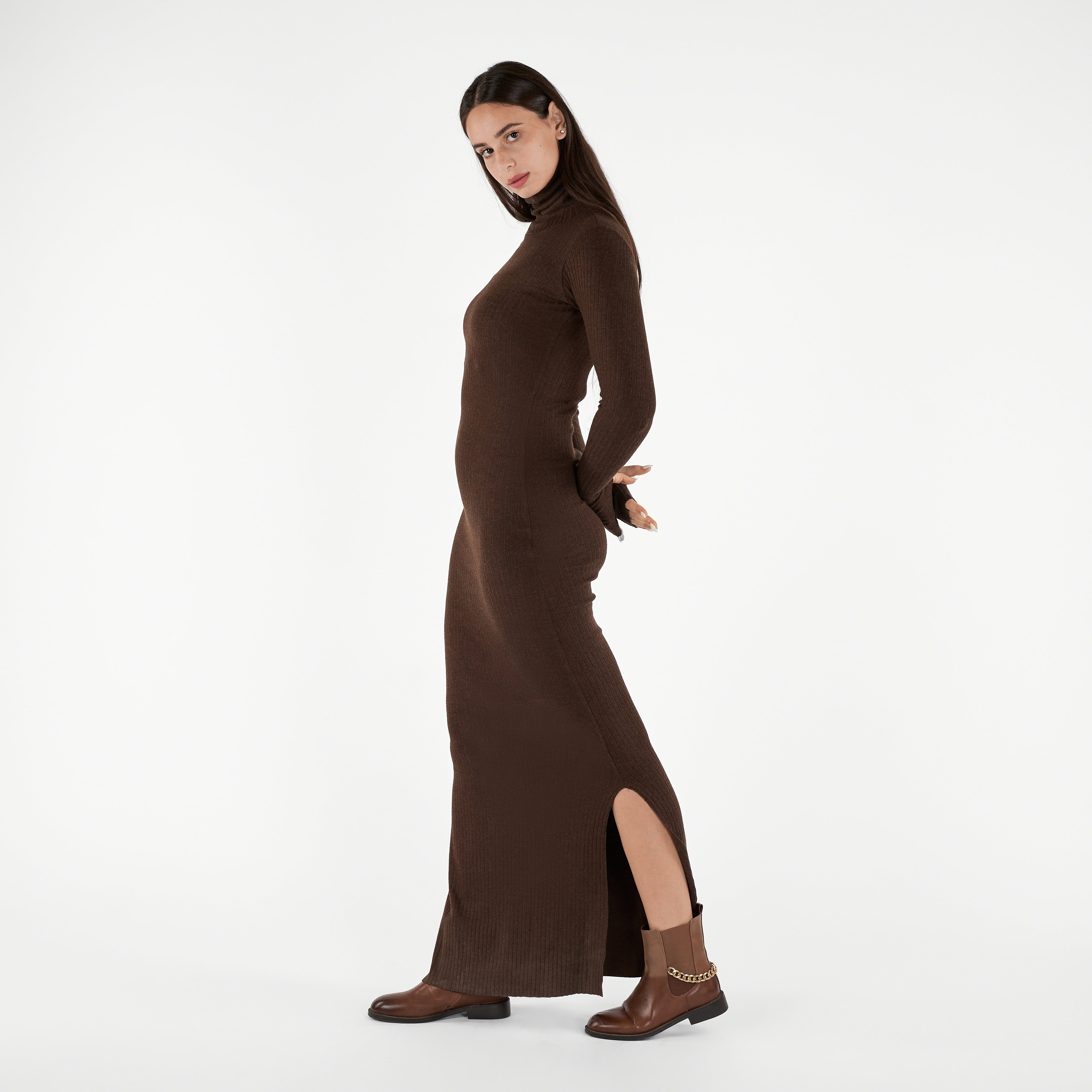 High Neck Long Sleeve Dress