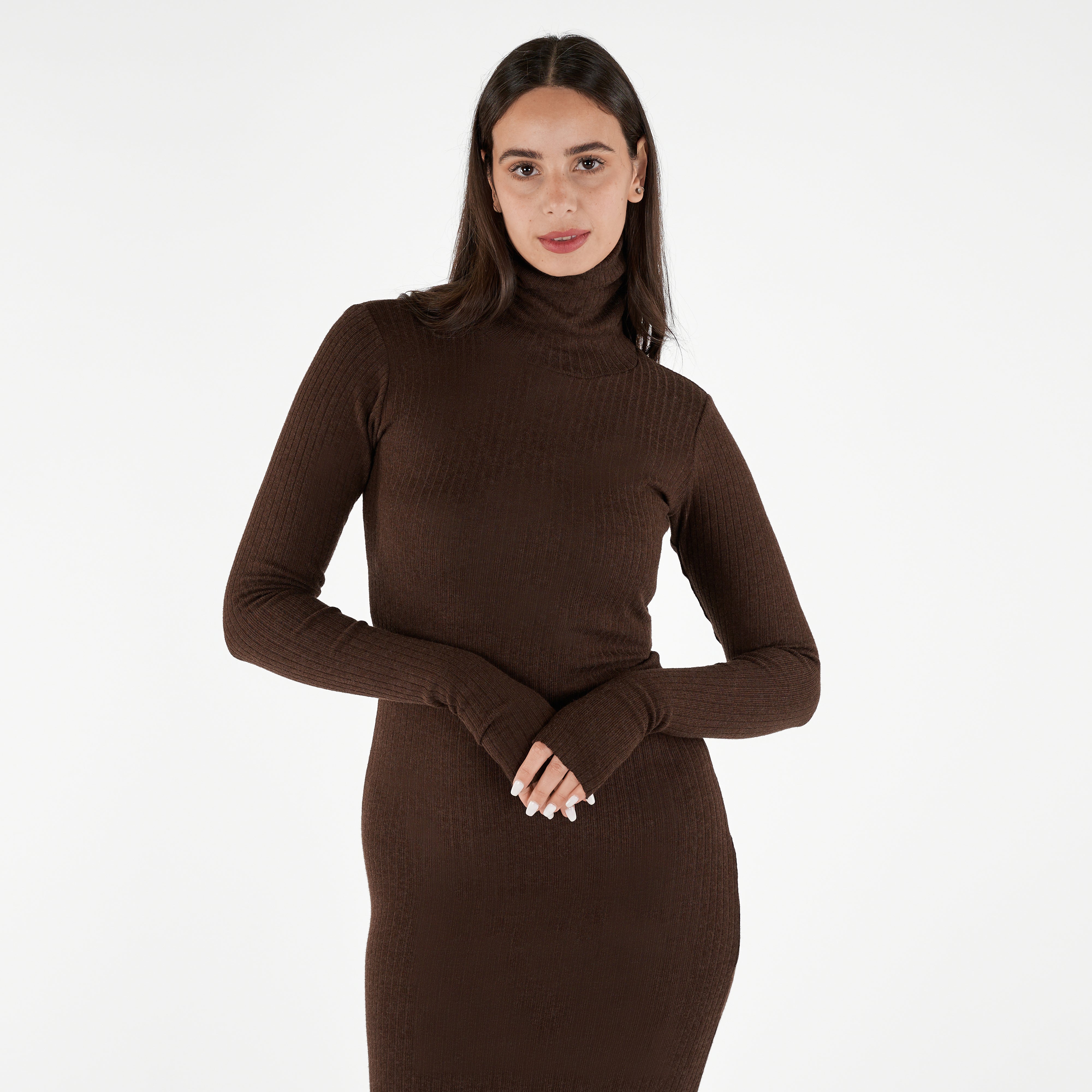 High Neck Long Sleeve Dress