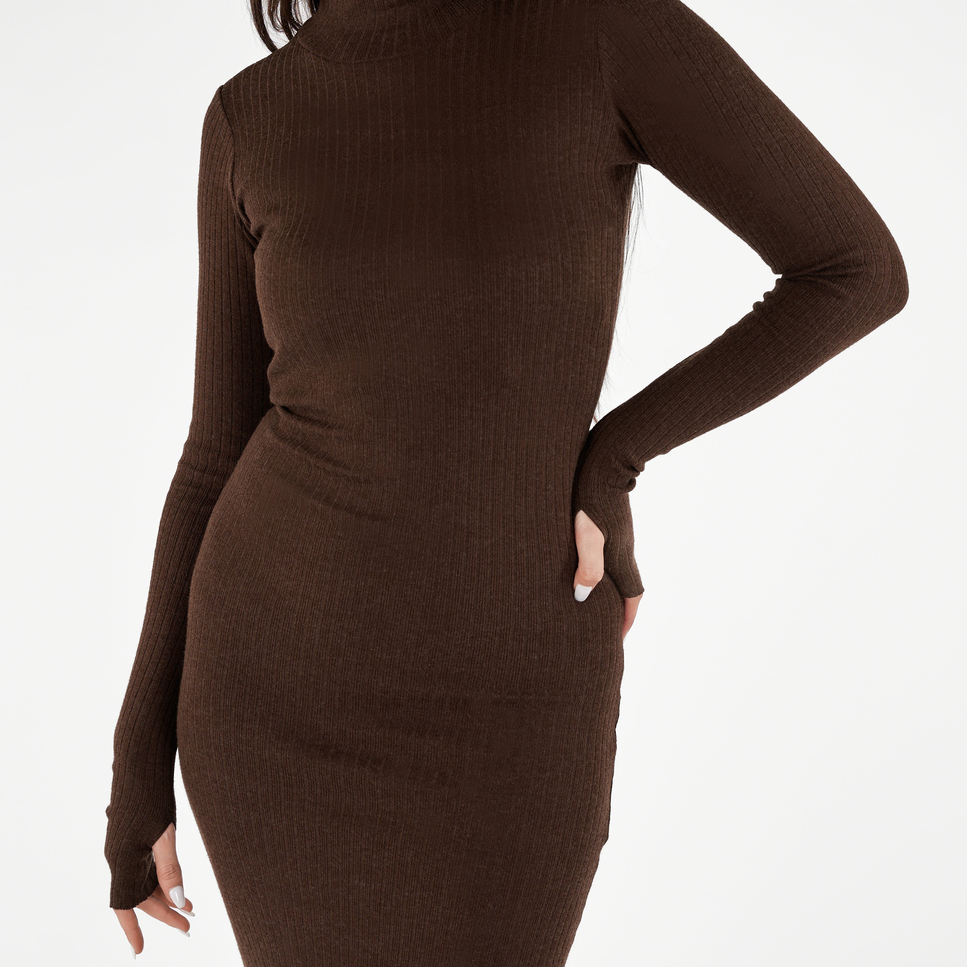 High Neck Long Sleeve Dress