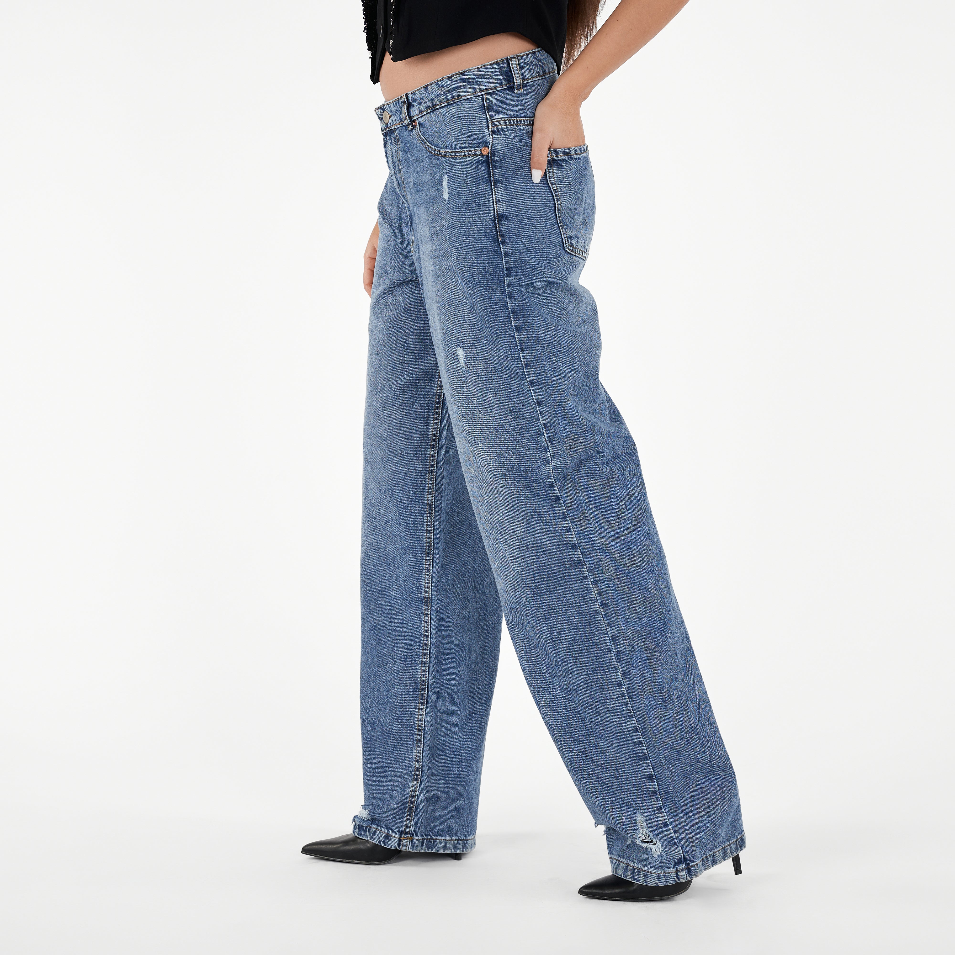 Wide Leg Denim Pants