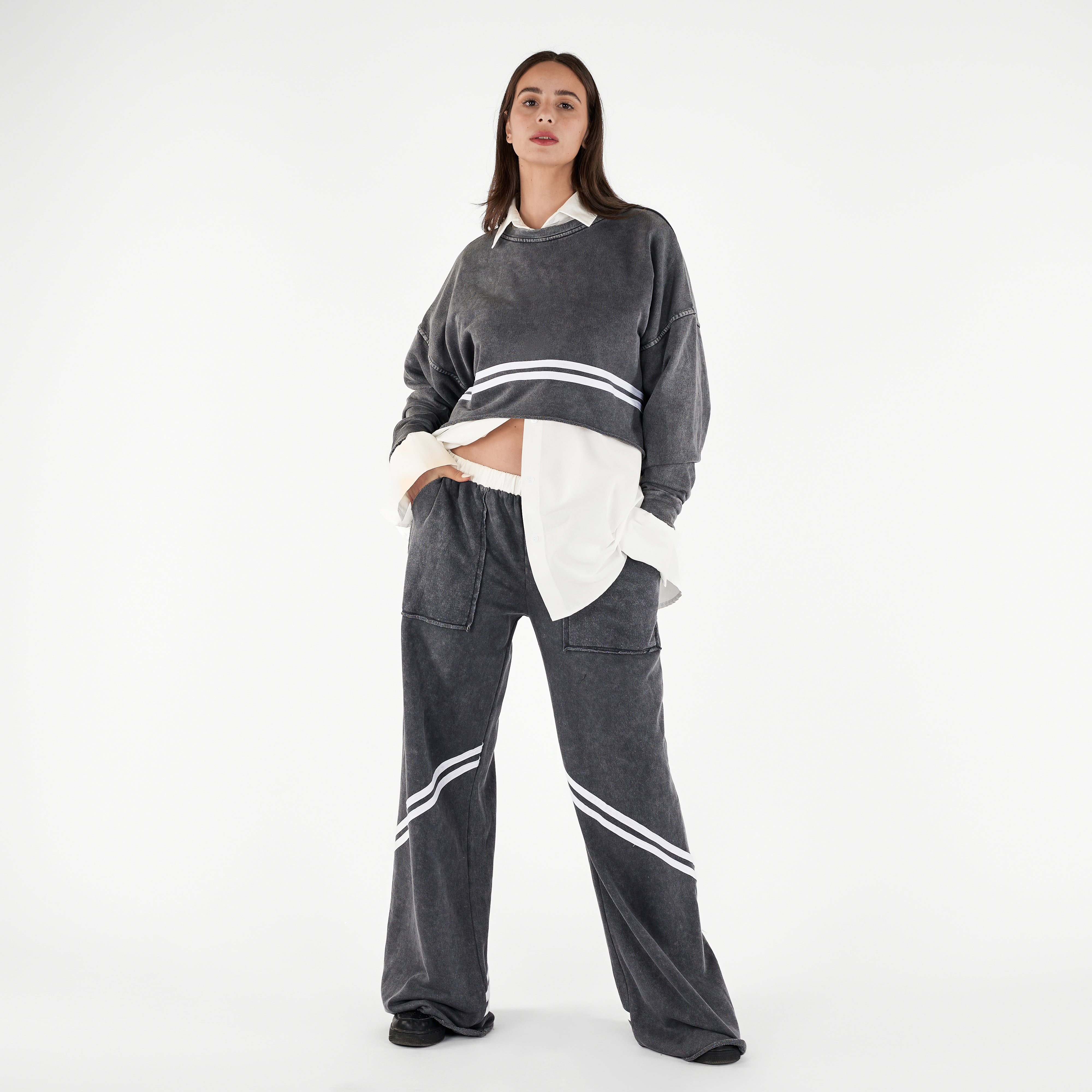 Washed Milton Wide Leg Sweatpants