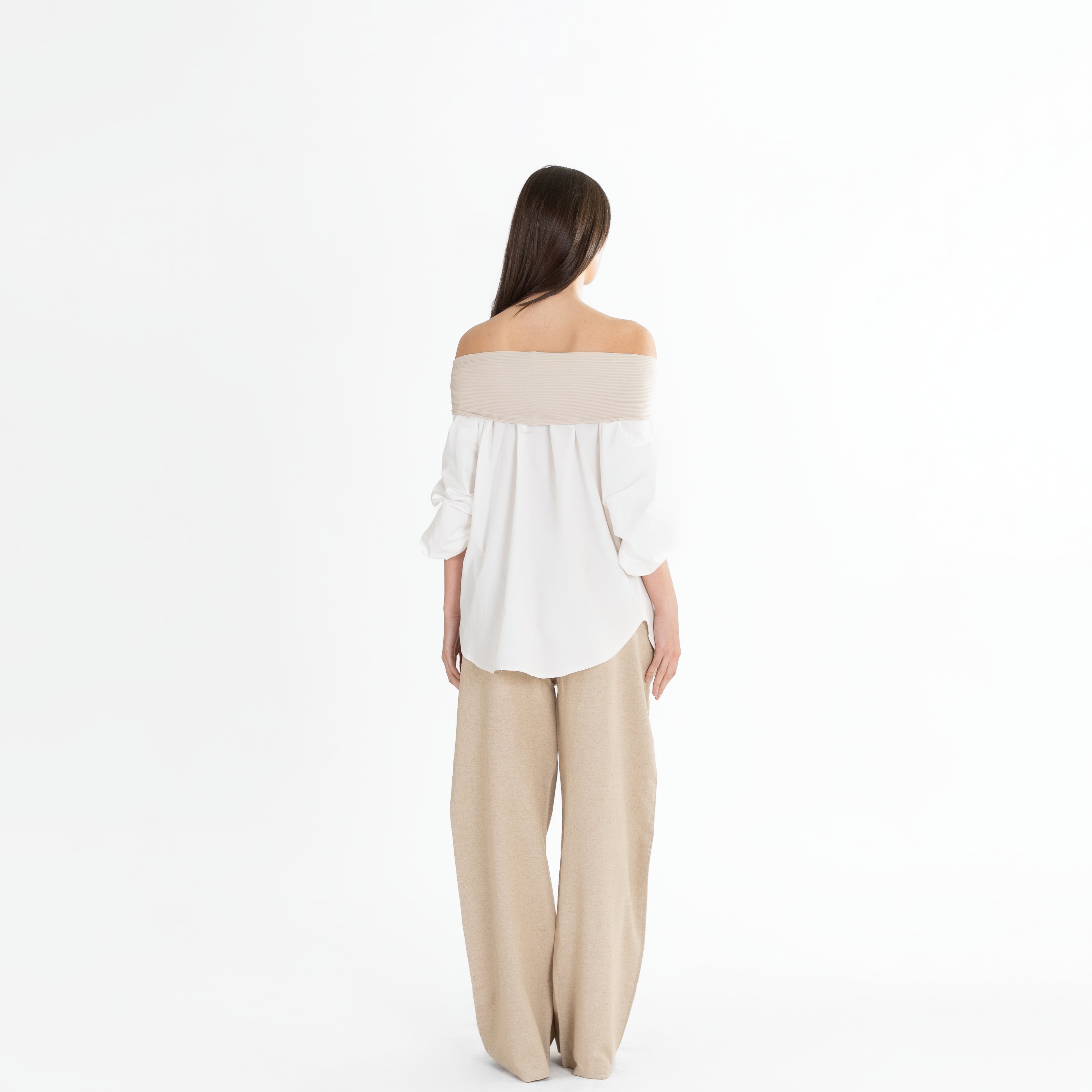 Buttons Off-Shoulder Shirt