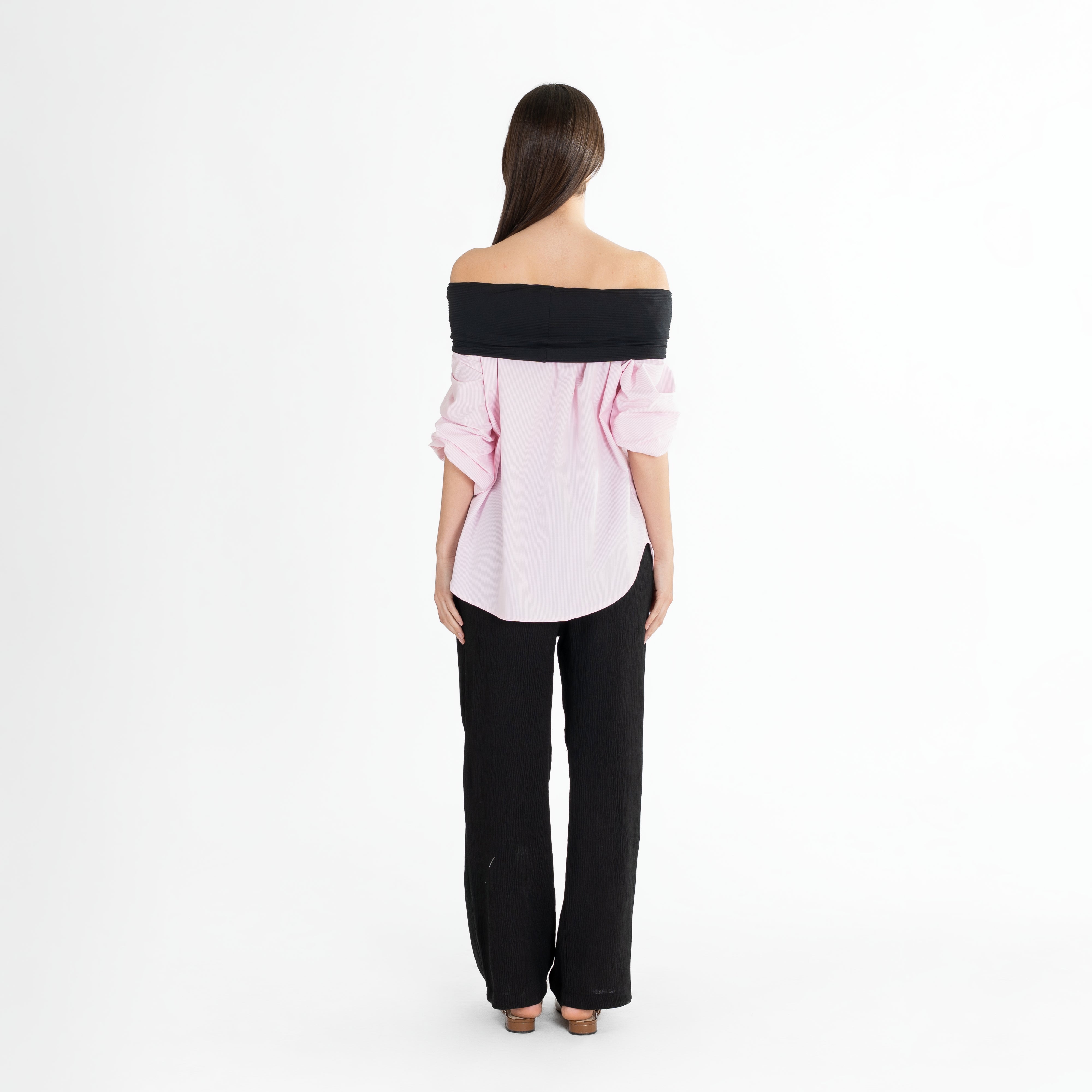 Buttons Off-Shoulder Shirt