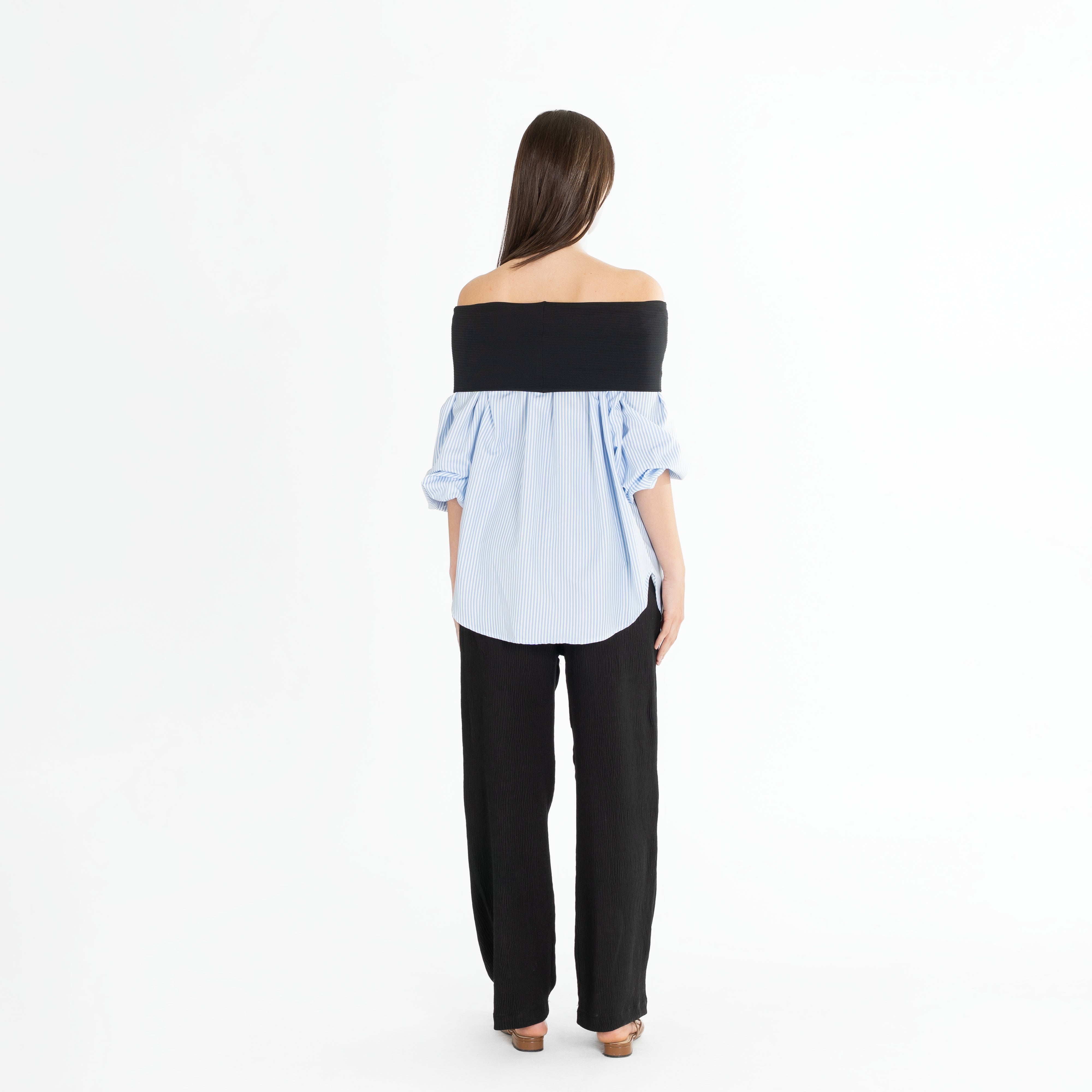 Buttons Off-Shoulder Shirt