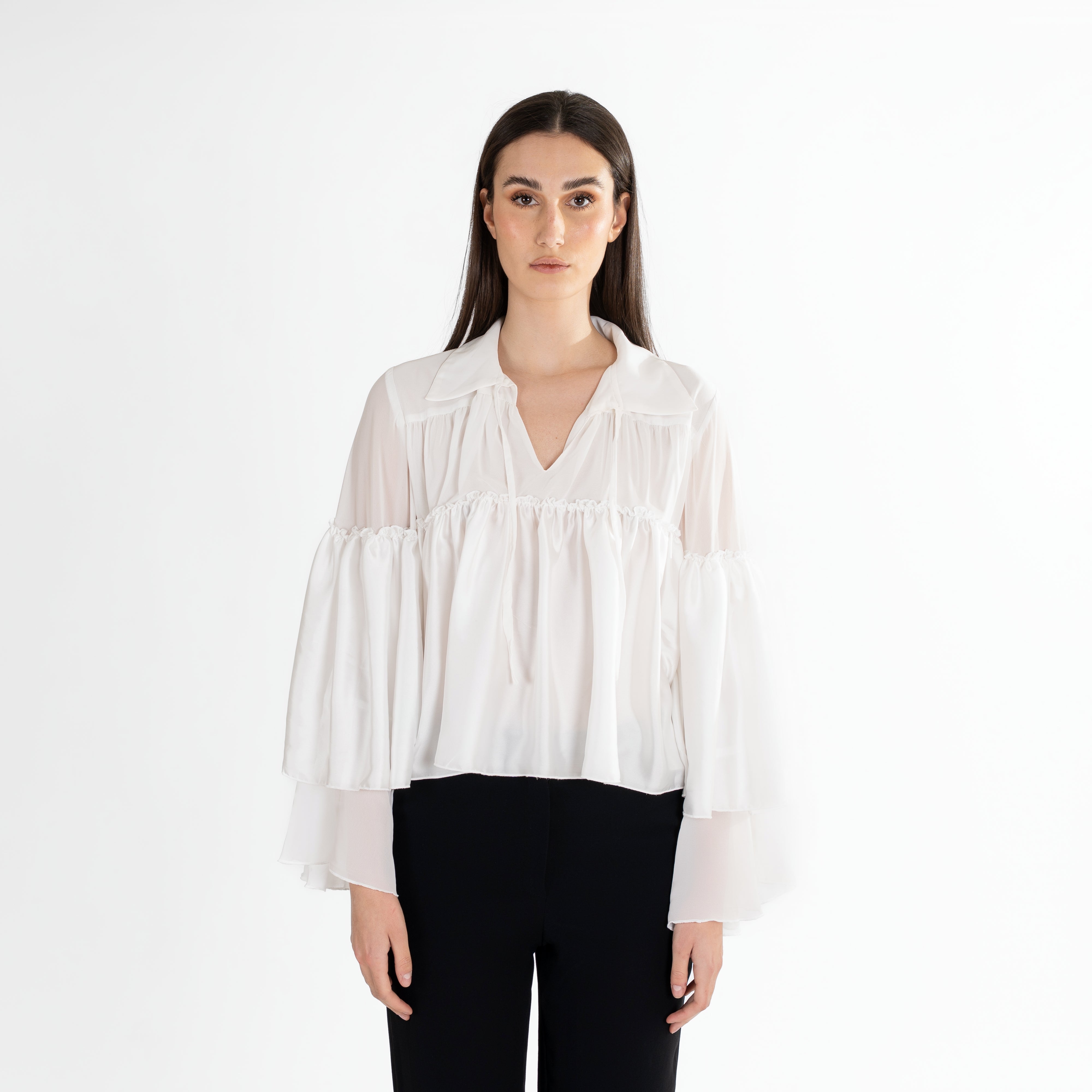 Statement Flounce Sleeve Blouse