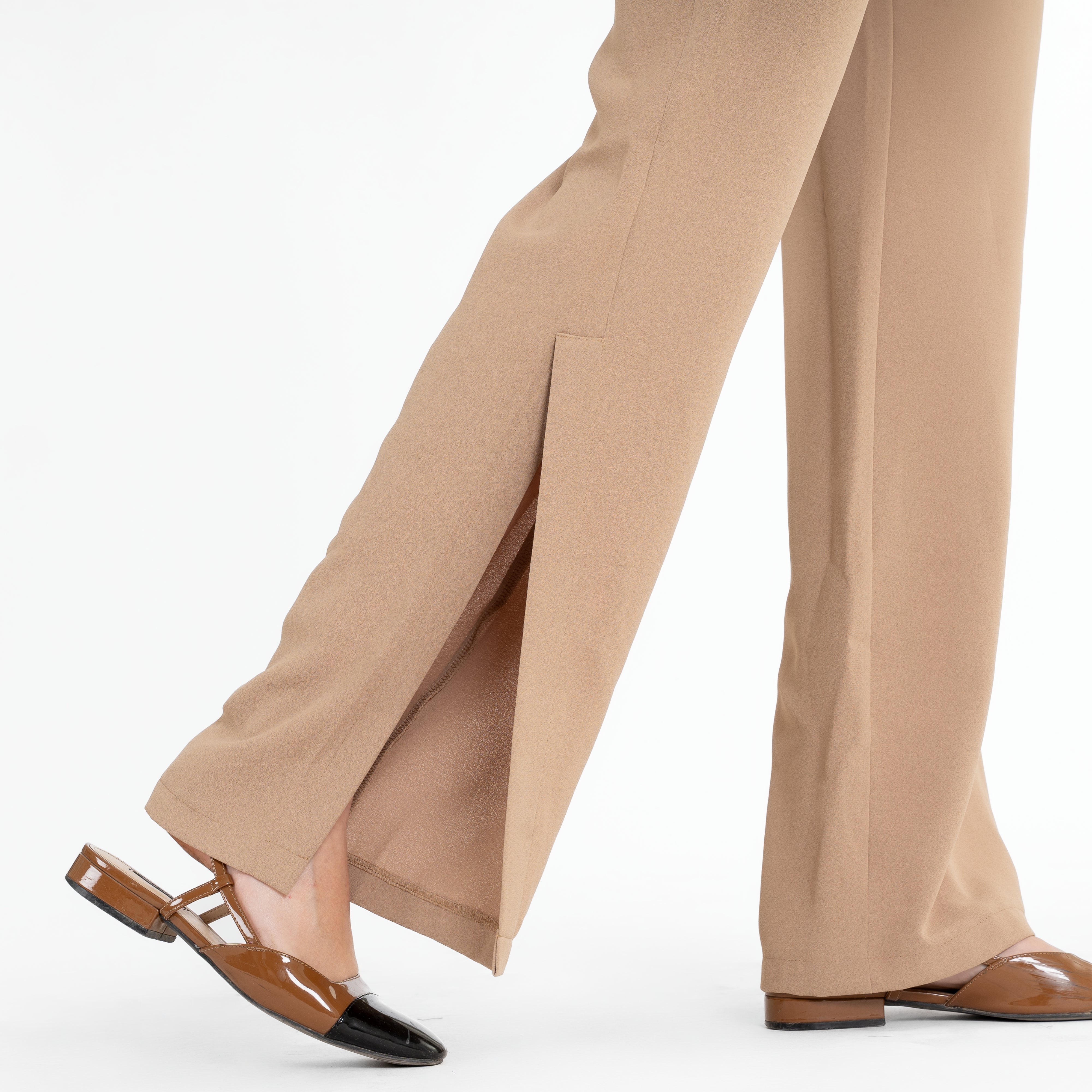 High-Waisted Side Slit Trousers