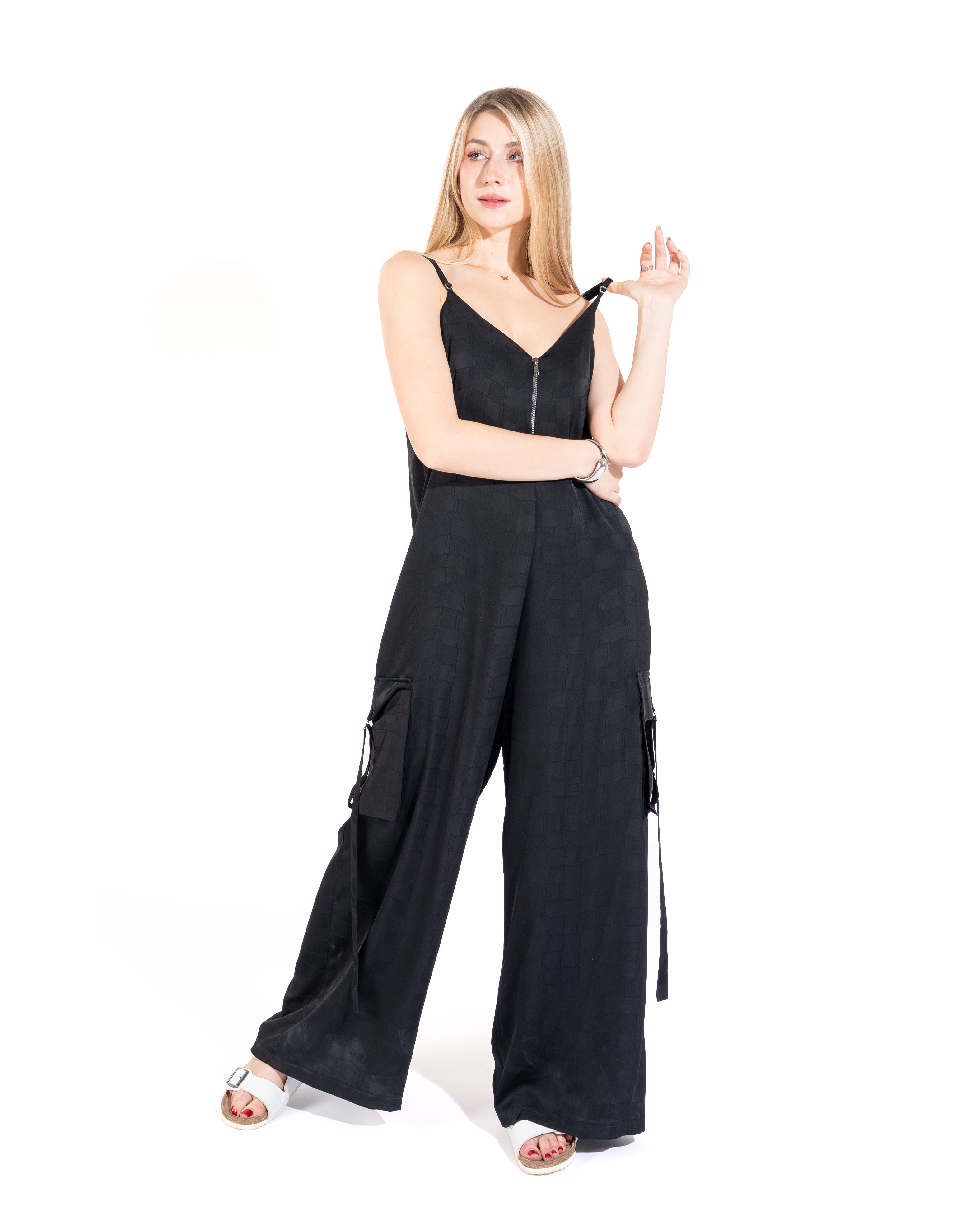 Cargo Pocket Wide-Leg Jumpsuit