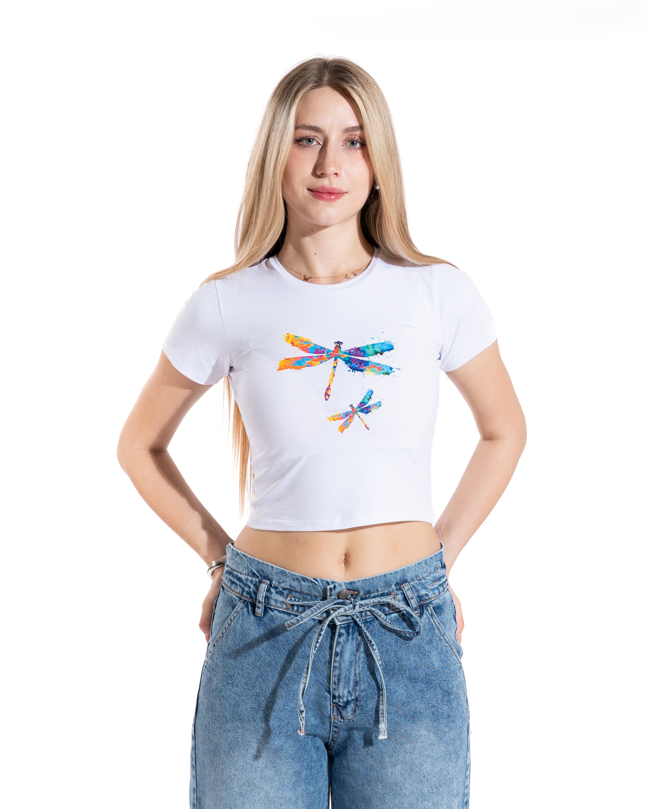 Watercolor Dragonfly Cropped Tee