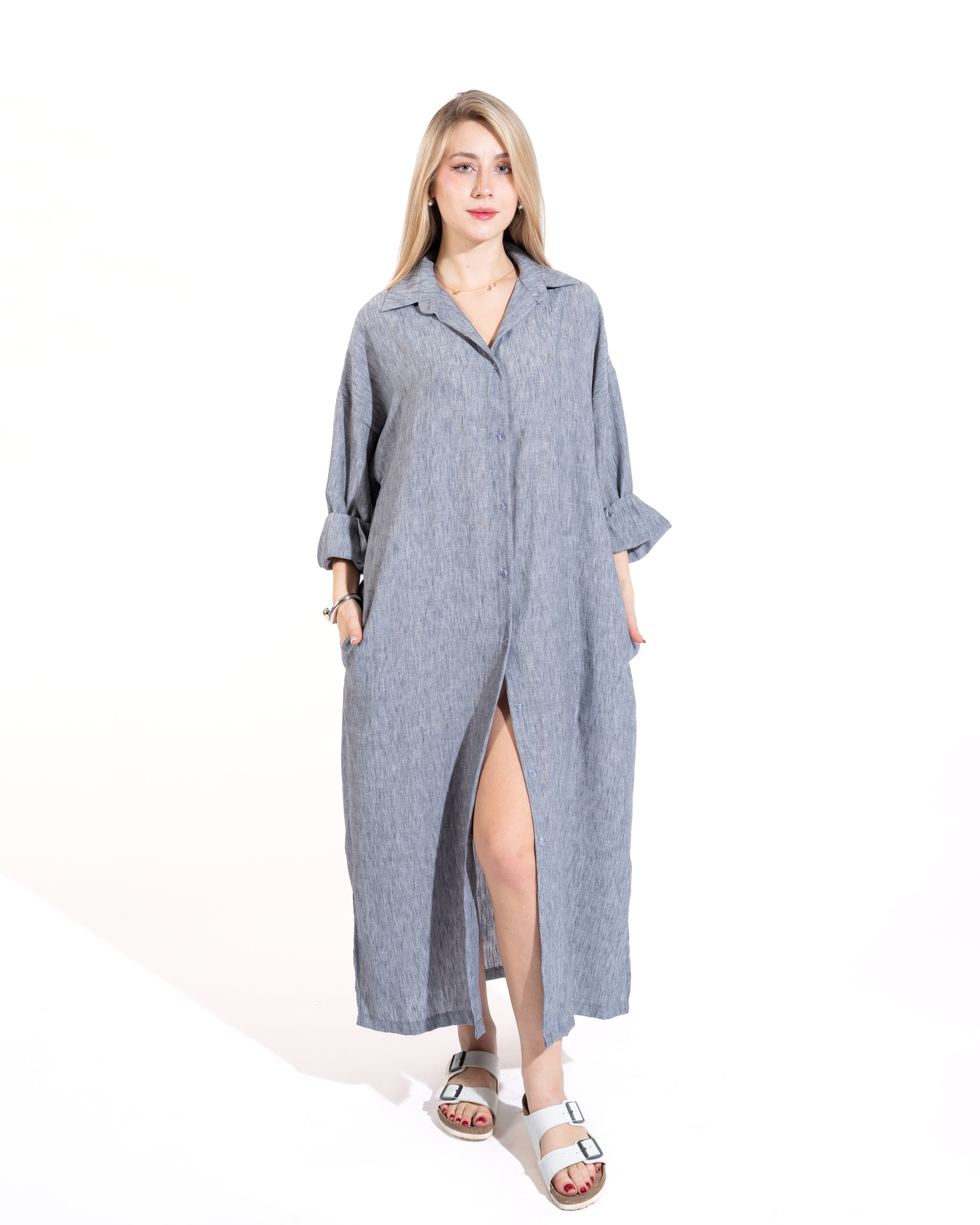 Linen Shirt Maxi Dress
