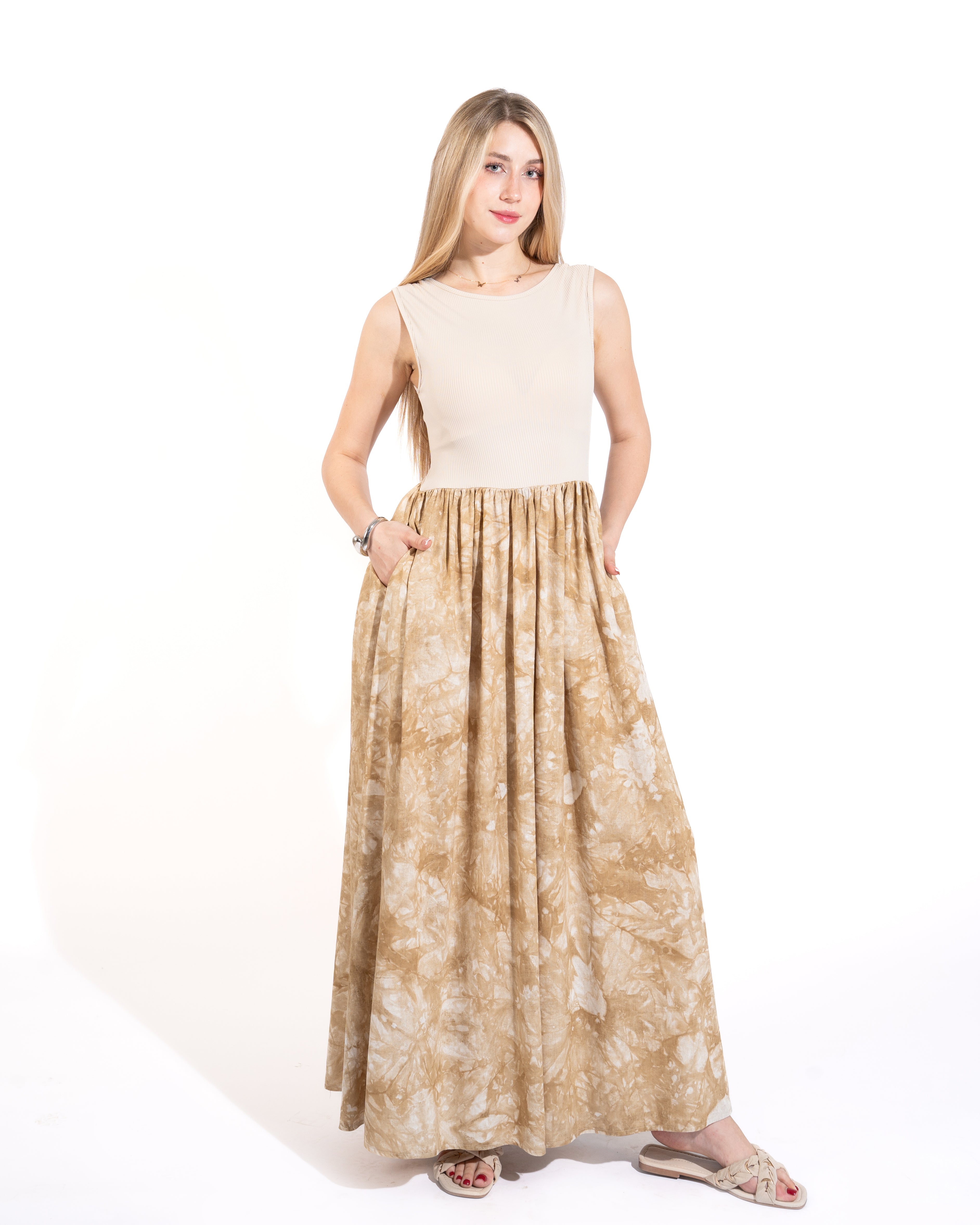Tie-Dye Sleeveless Maxi Dress