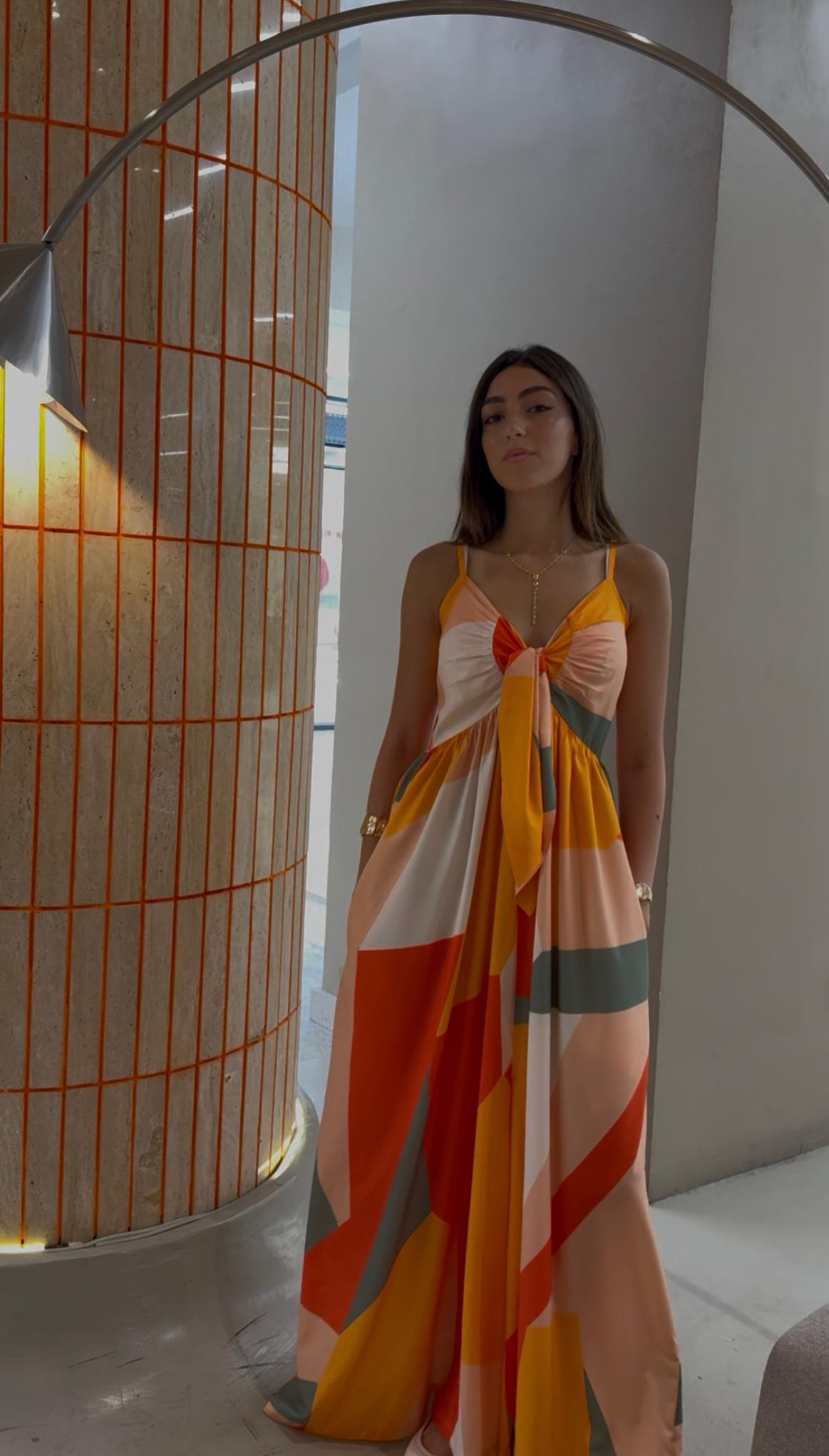 Colorblock Bow-Front Maxi Jumpsuit