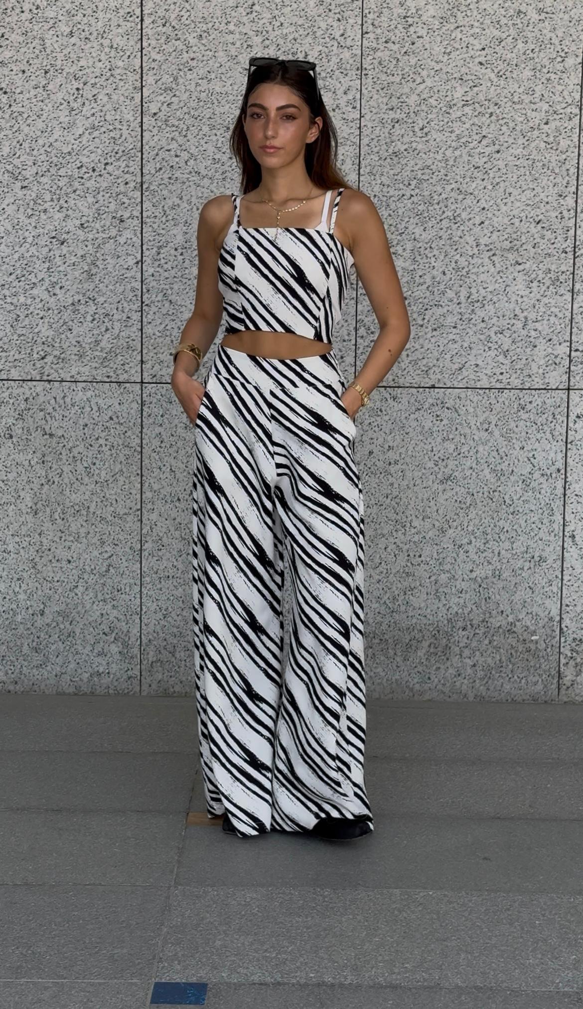 Monochrome Brushstroke Crop Top