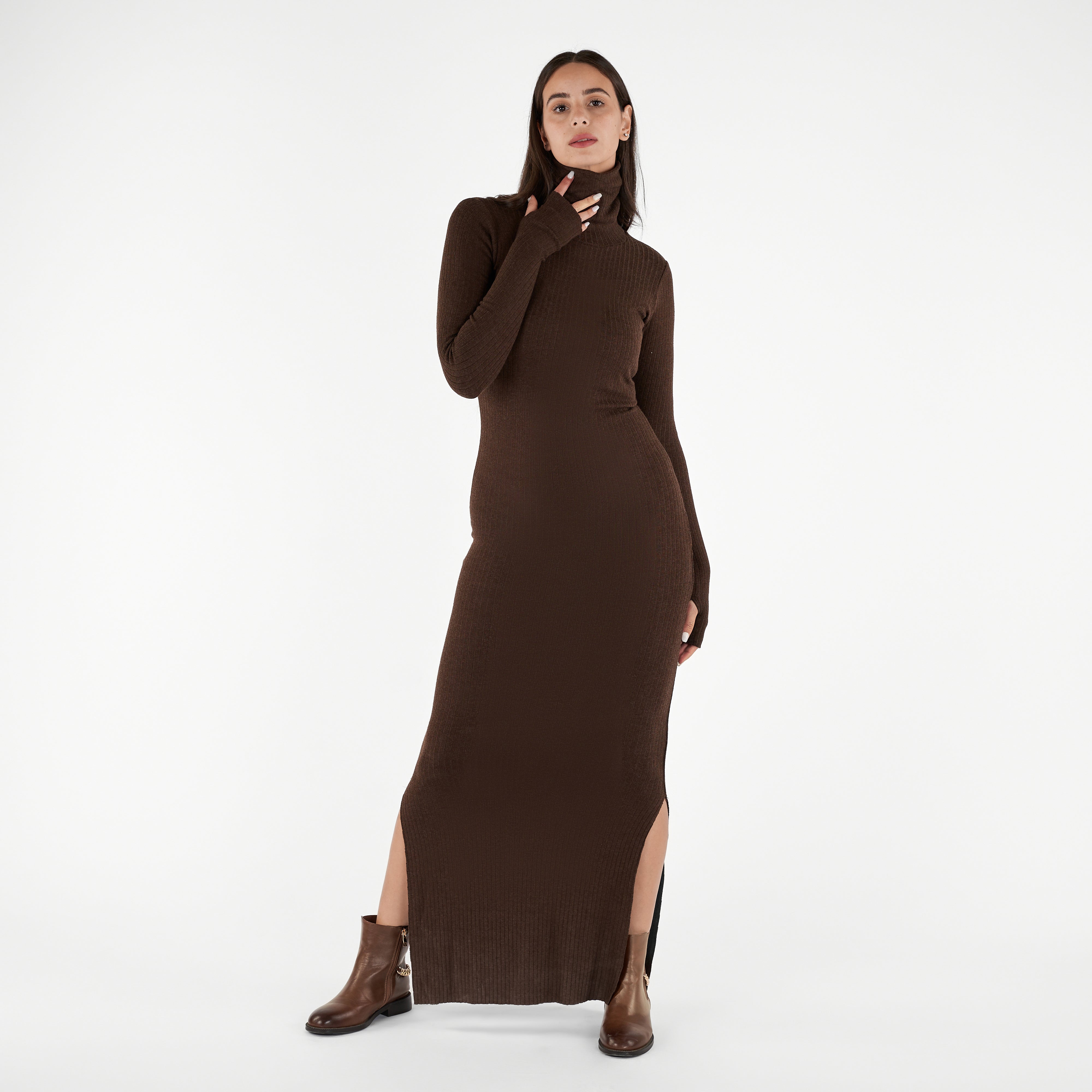 High Neck Long Sleeve Dress